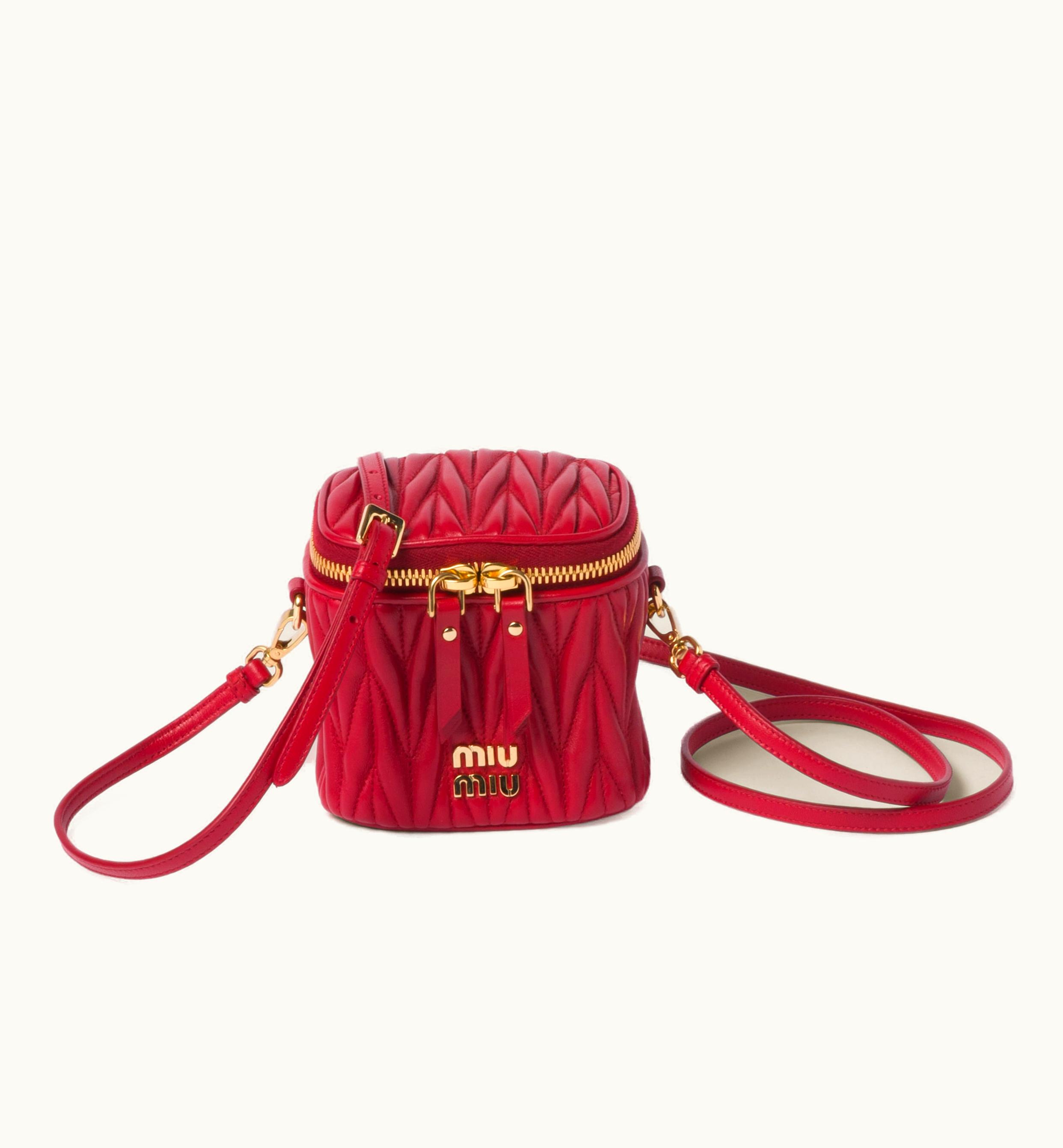 Miu Miu Miu Miu Matelassé Nappa Leather Micro Bag Red