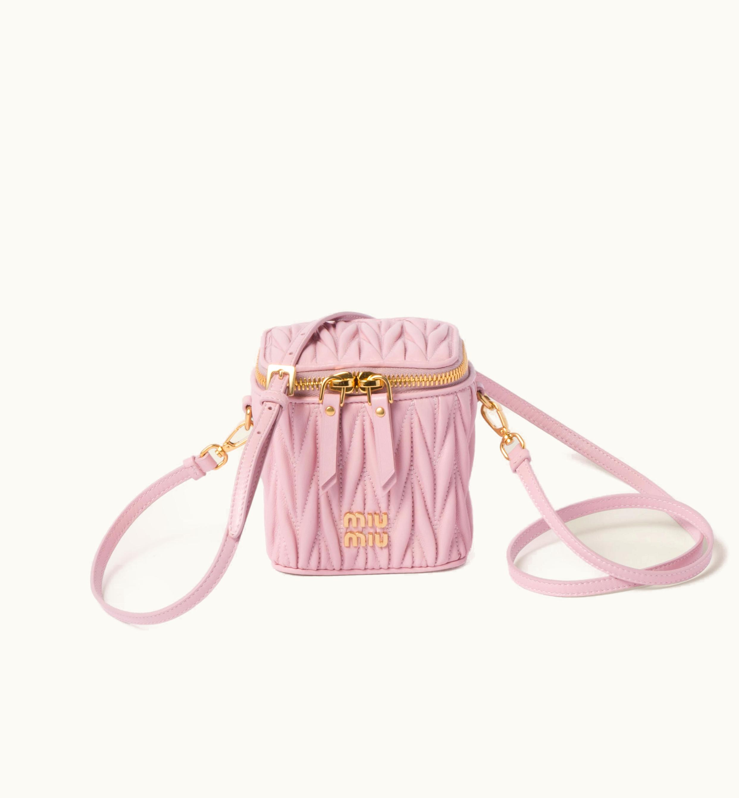 Miu Miu Miu Miu Matelassé Nappa Leather Micro Bag Alabaster Pink