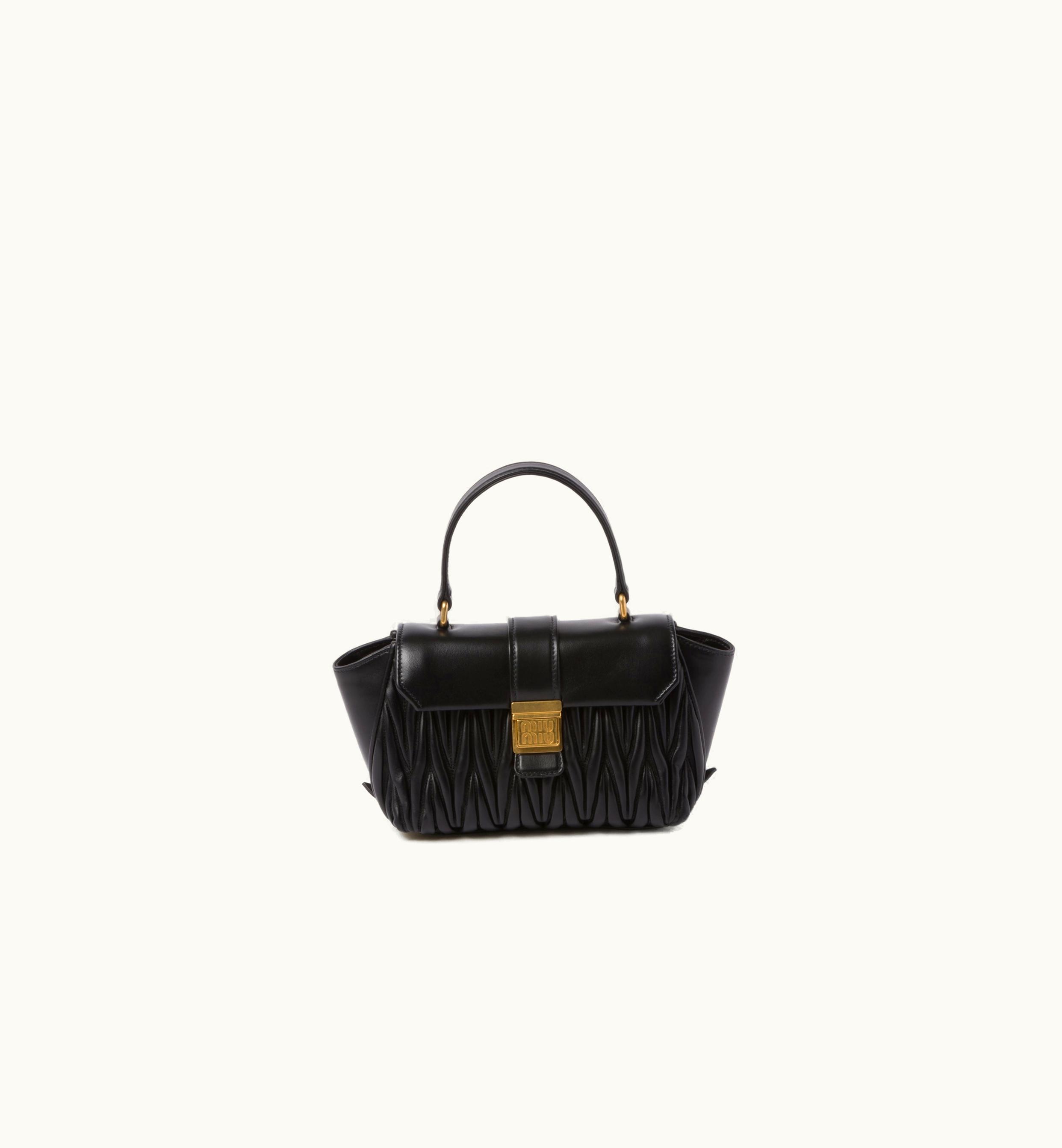 Miu Miu Miu Miu Matelassé Nappa Leather Handbag Black
