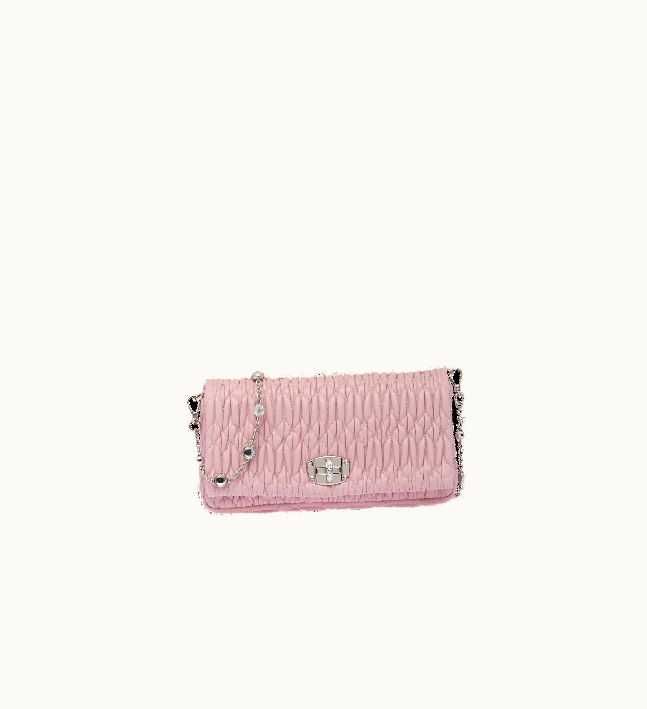 Miu Miu Miu Miu Miu Crystal Cloqué Nappa Leather Bag Alabaster Pink