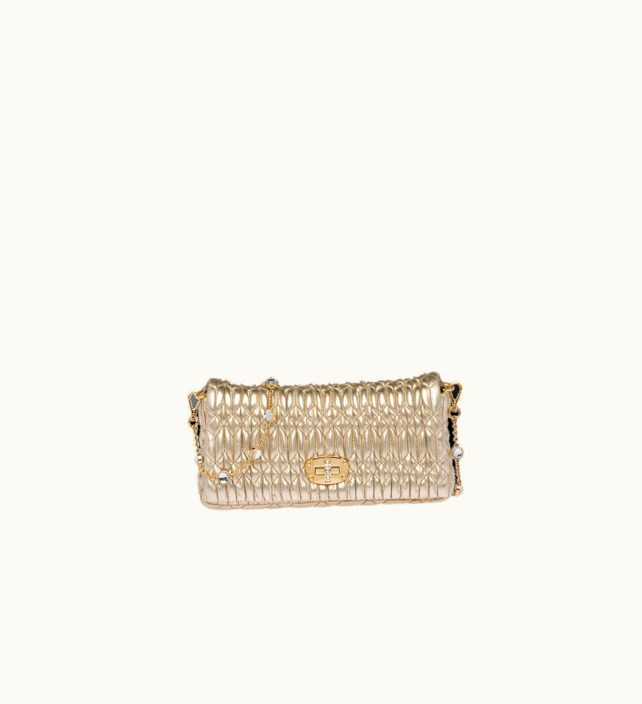 Miu Miu Miu Miu Miu Crystal Cloqué Nappa Leather Bag Pyrite
