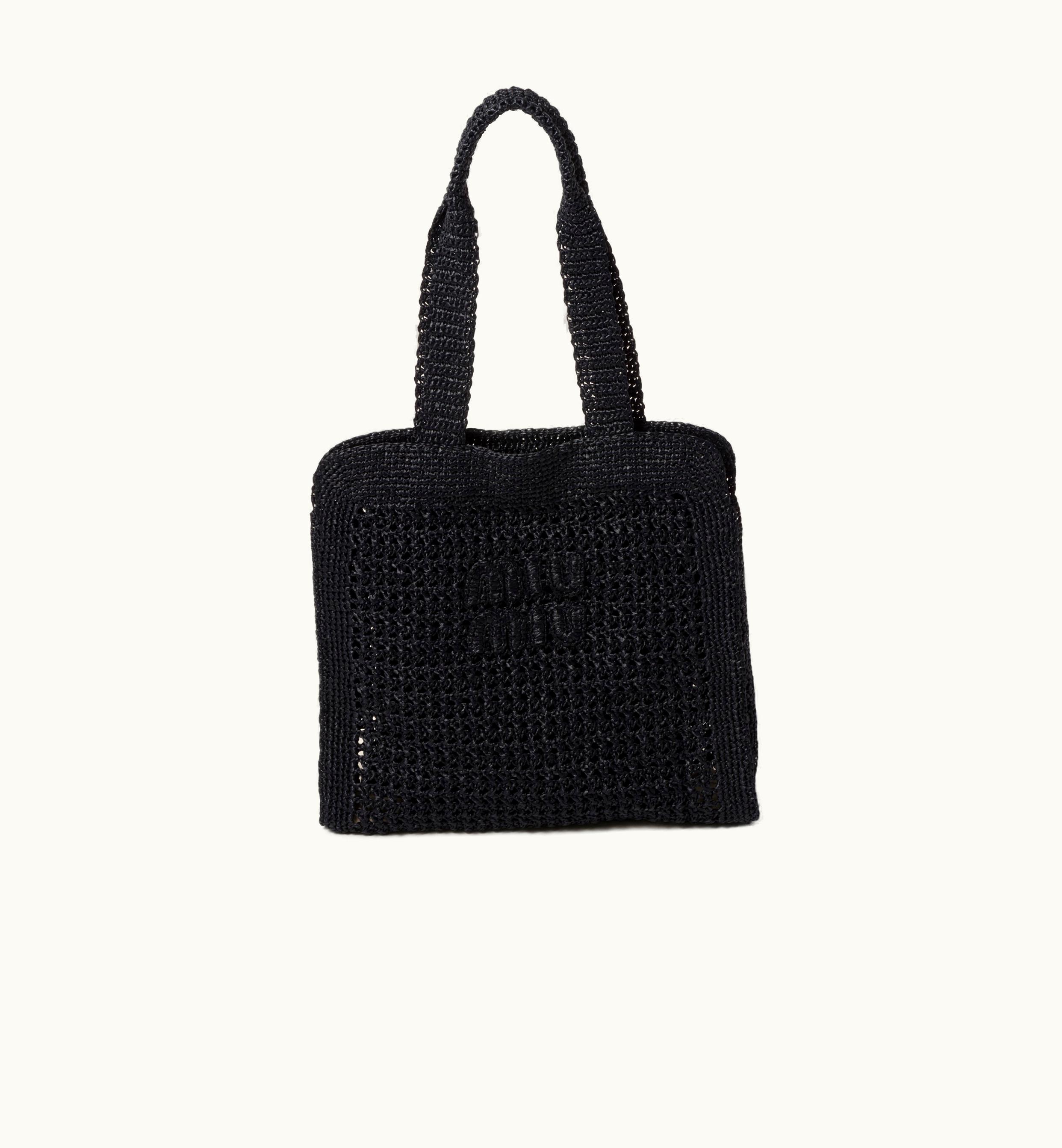 Miu Miu Miu Miu Woven Fabric Tote Bag Black