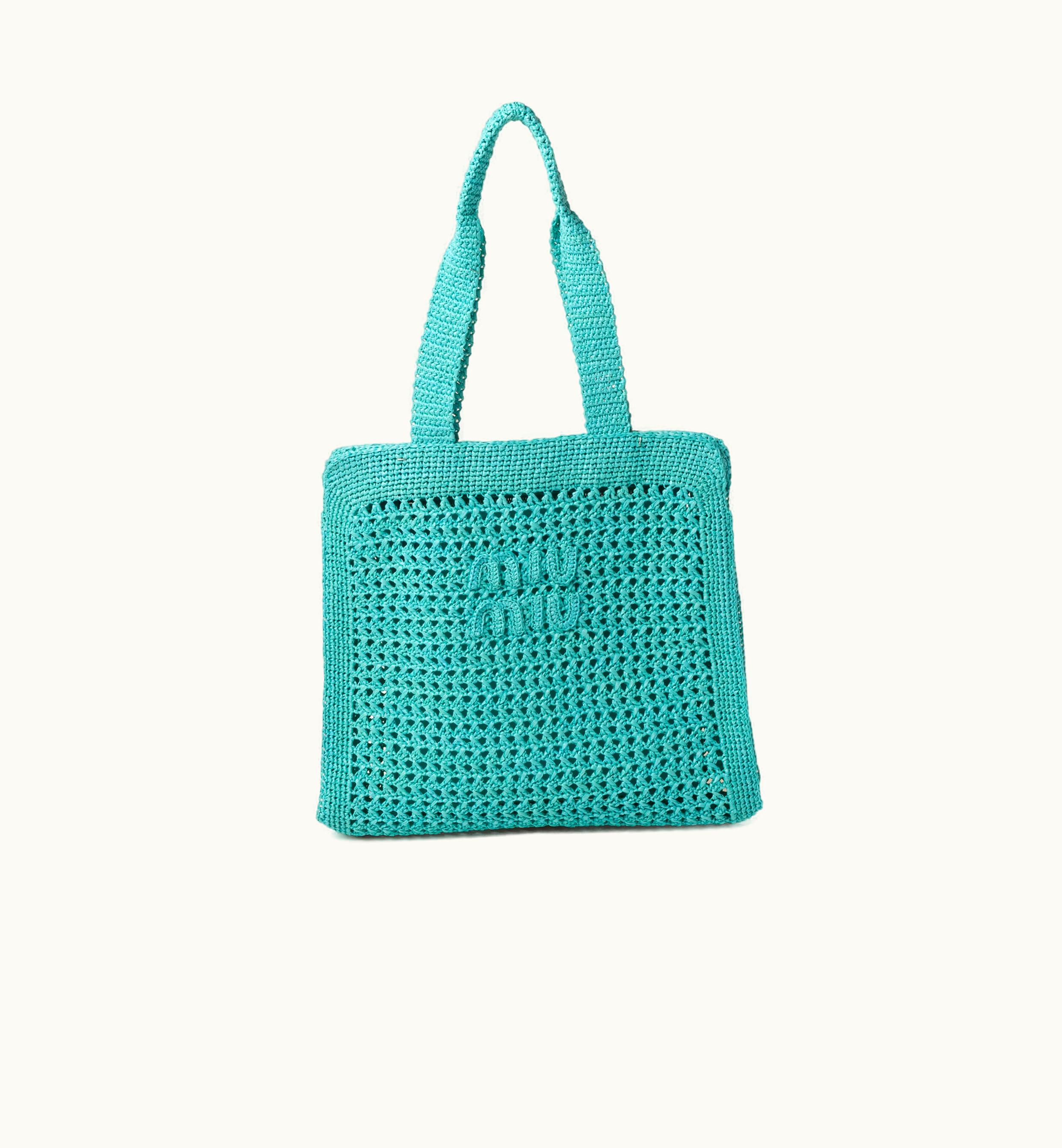 Miu Miu Miu Miu Woven Fabric Tote Bag Jade Green
