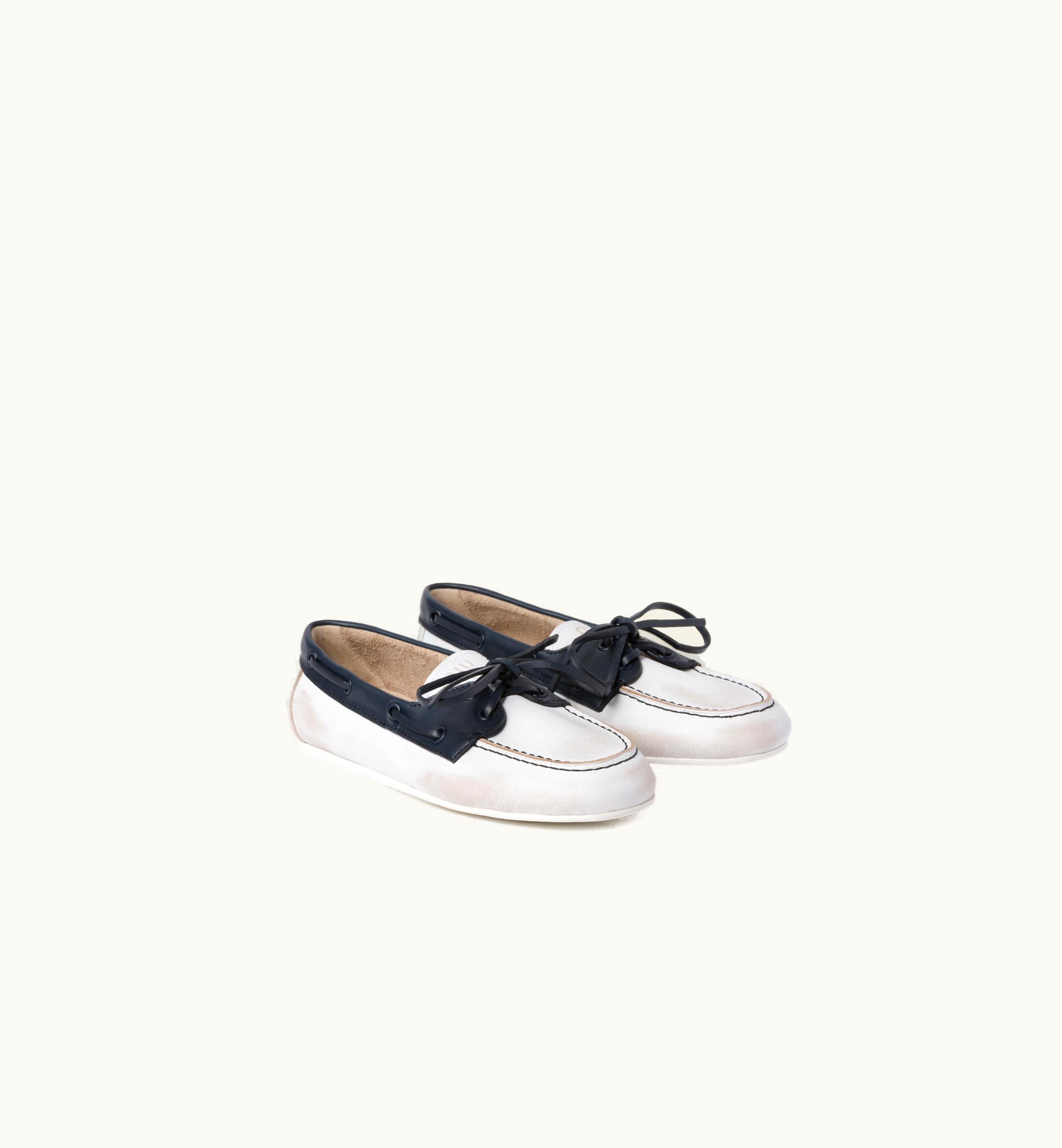 Miu Miu Miu Miu Unlined Bleached two-tone Leather Loafers White / Blue