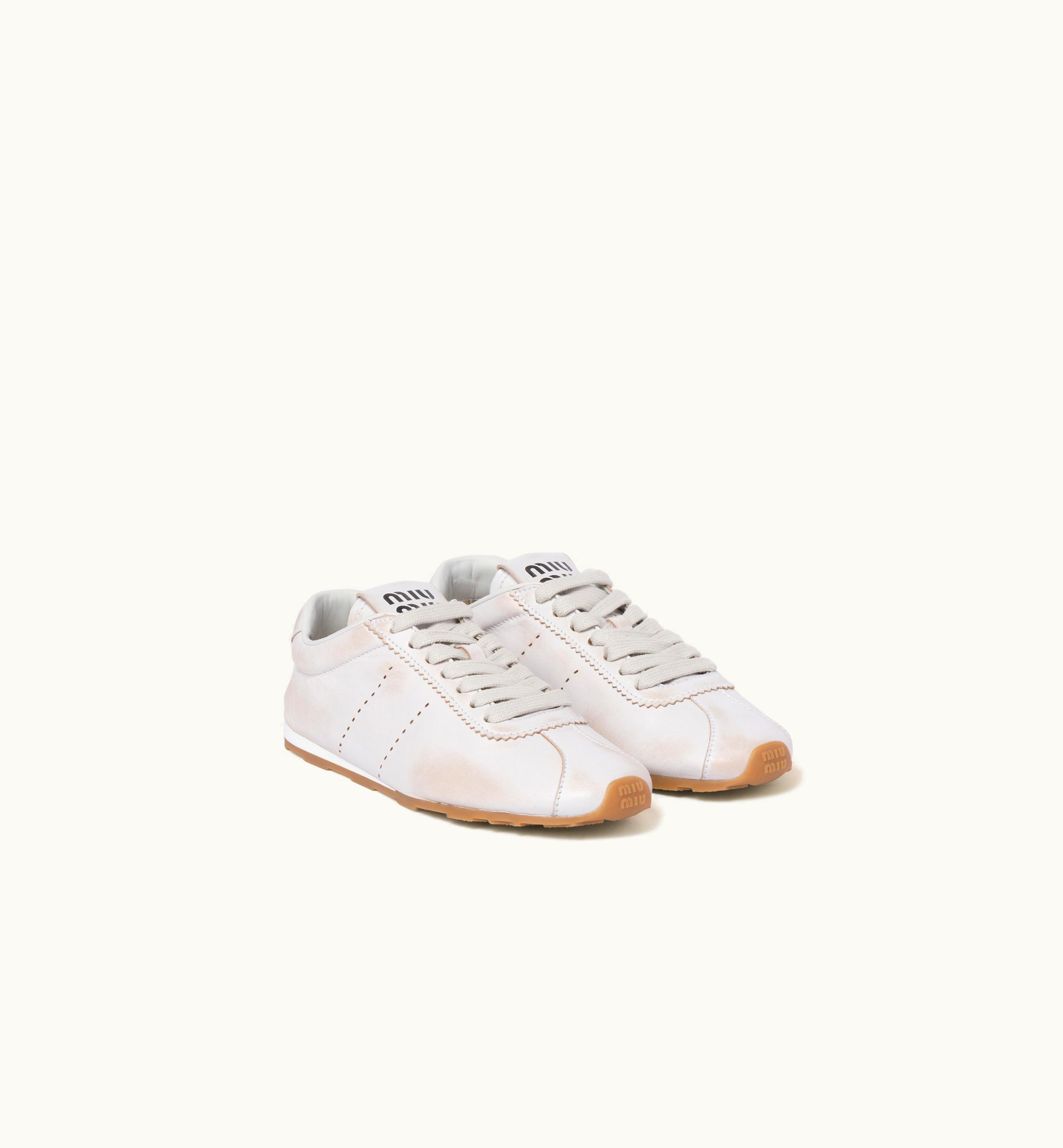 Miu Miu Miu Miu Bleached Nappa Leather Sneakers White