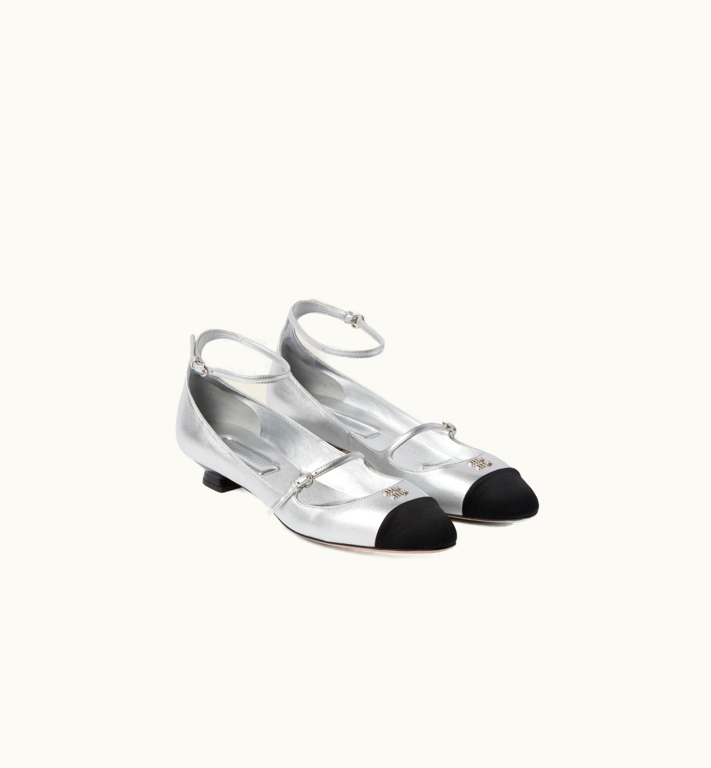 Miu Miu Miu Miu Mordoré Nappa Leather And Grosgrain Pumps Silver / Black