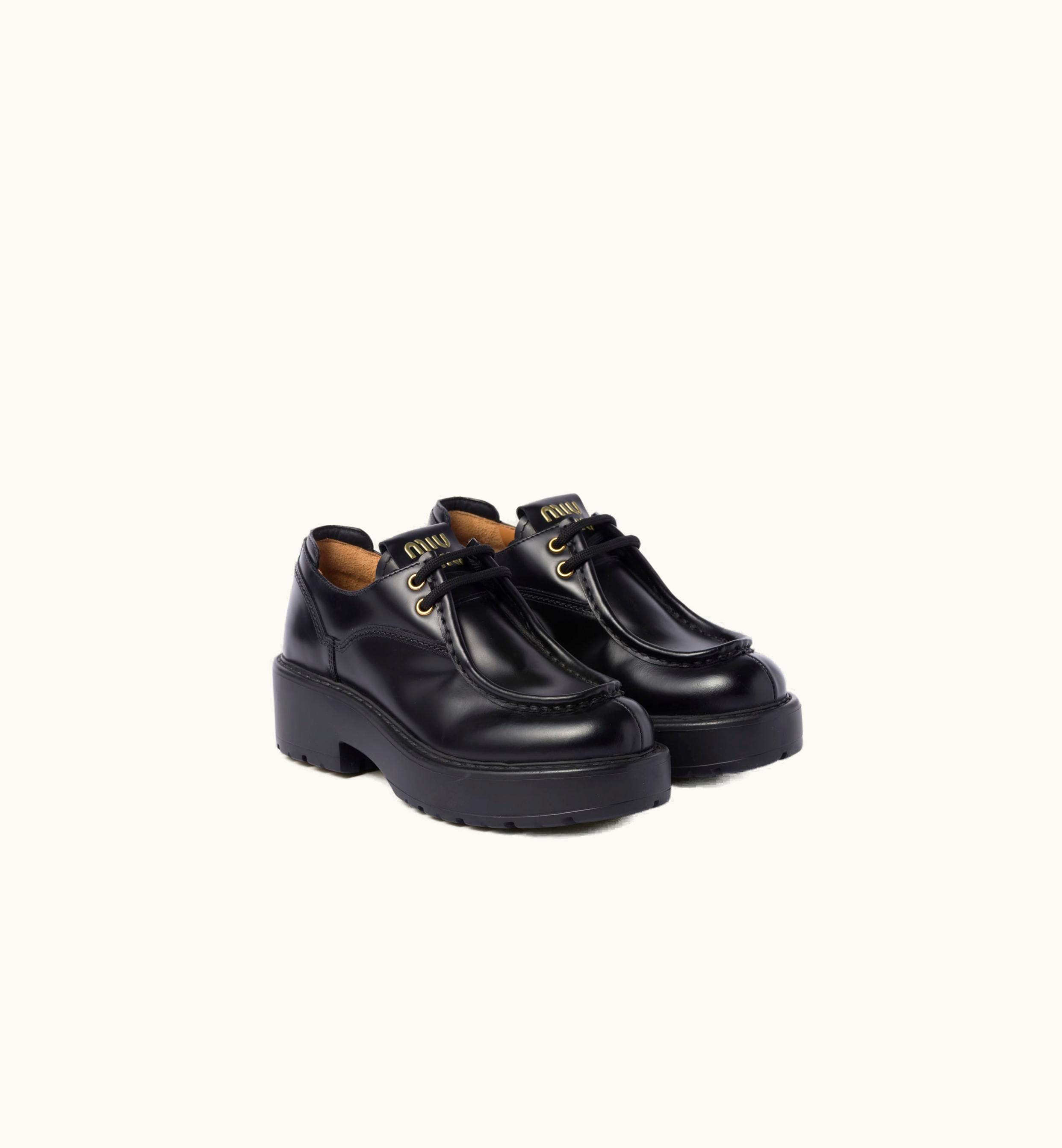 Miu Miu Miu Miu Leather lace-up Shoes Black