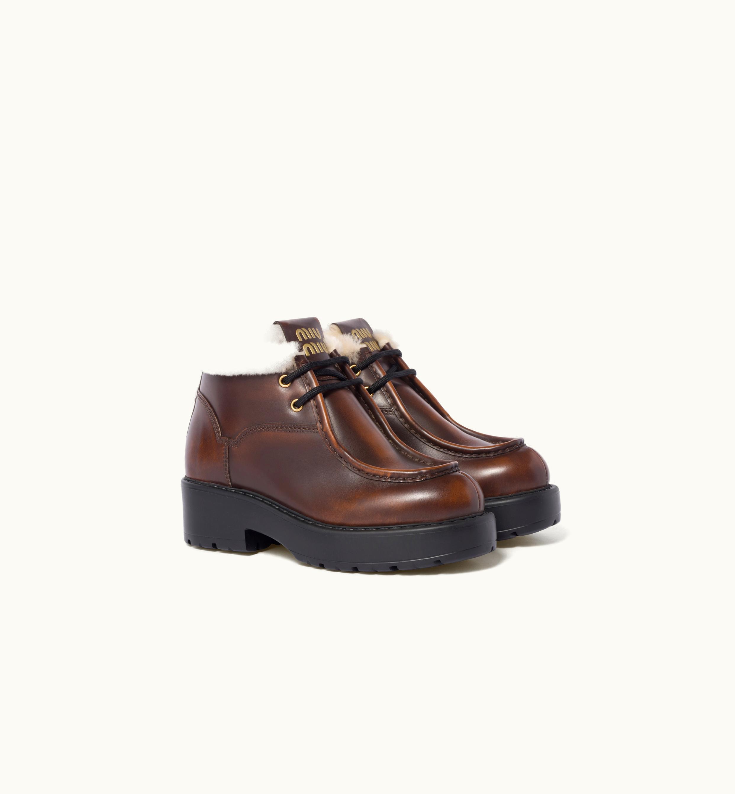 Miu Miu Miu Miu Nuanced Leather Booties Sienna