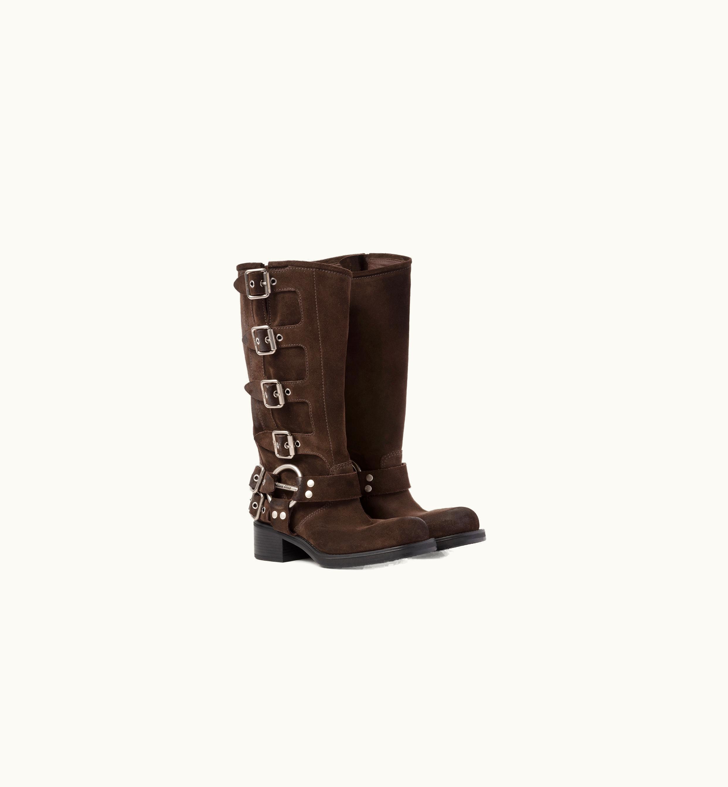 Miu Miu Miu Miu Suede Boots Dark Brown