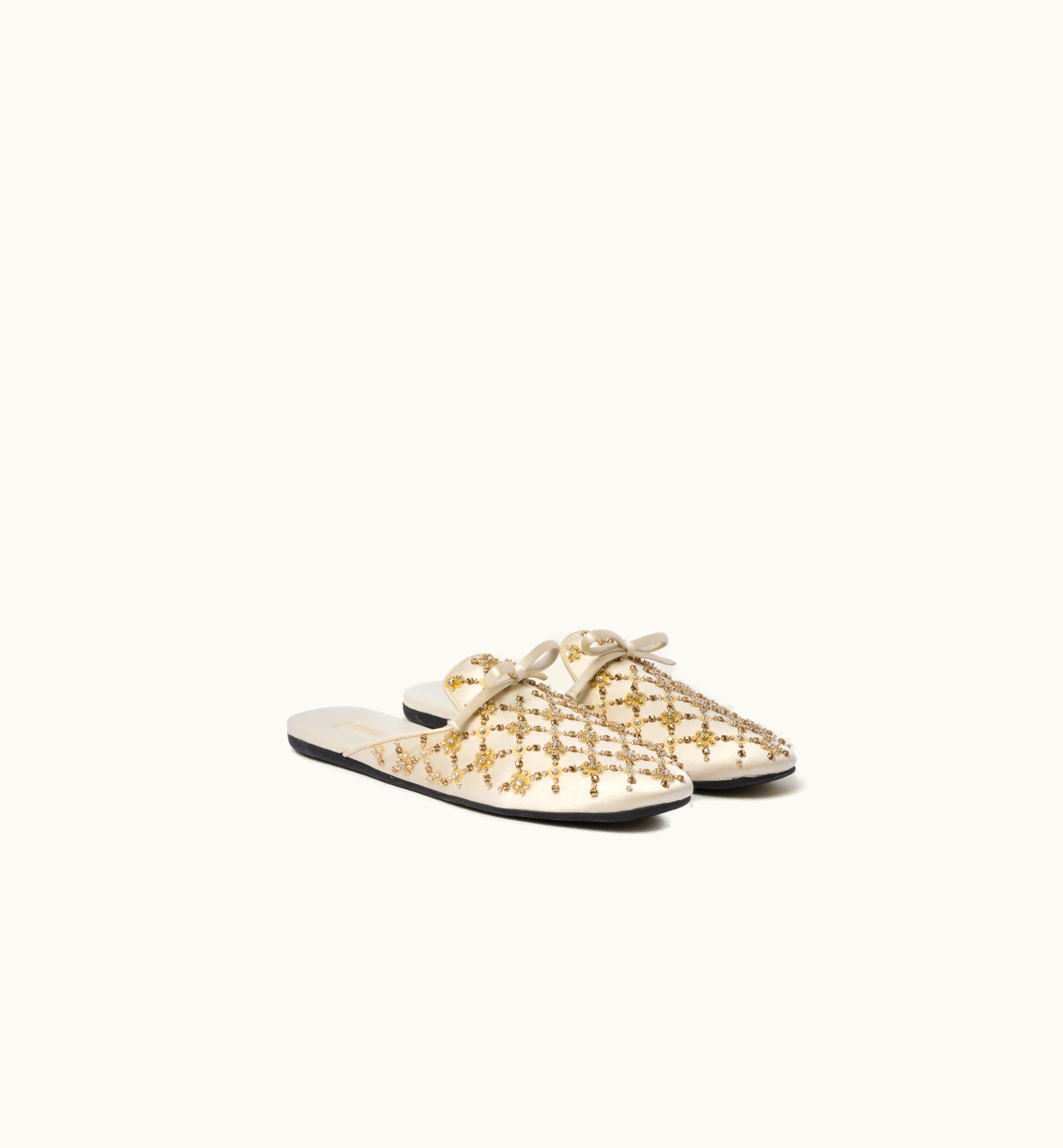 Miu Miu Miu Miu Satin Slippers Ivory