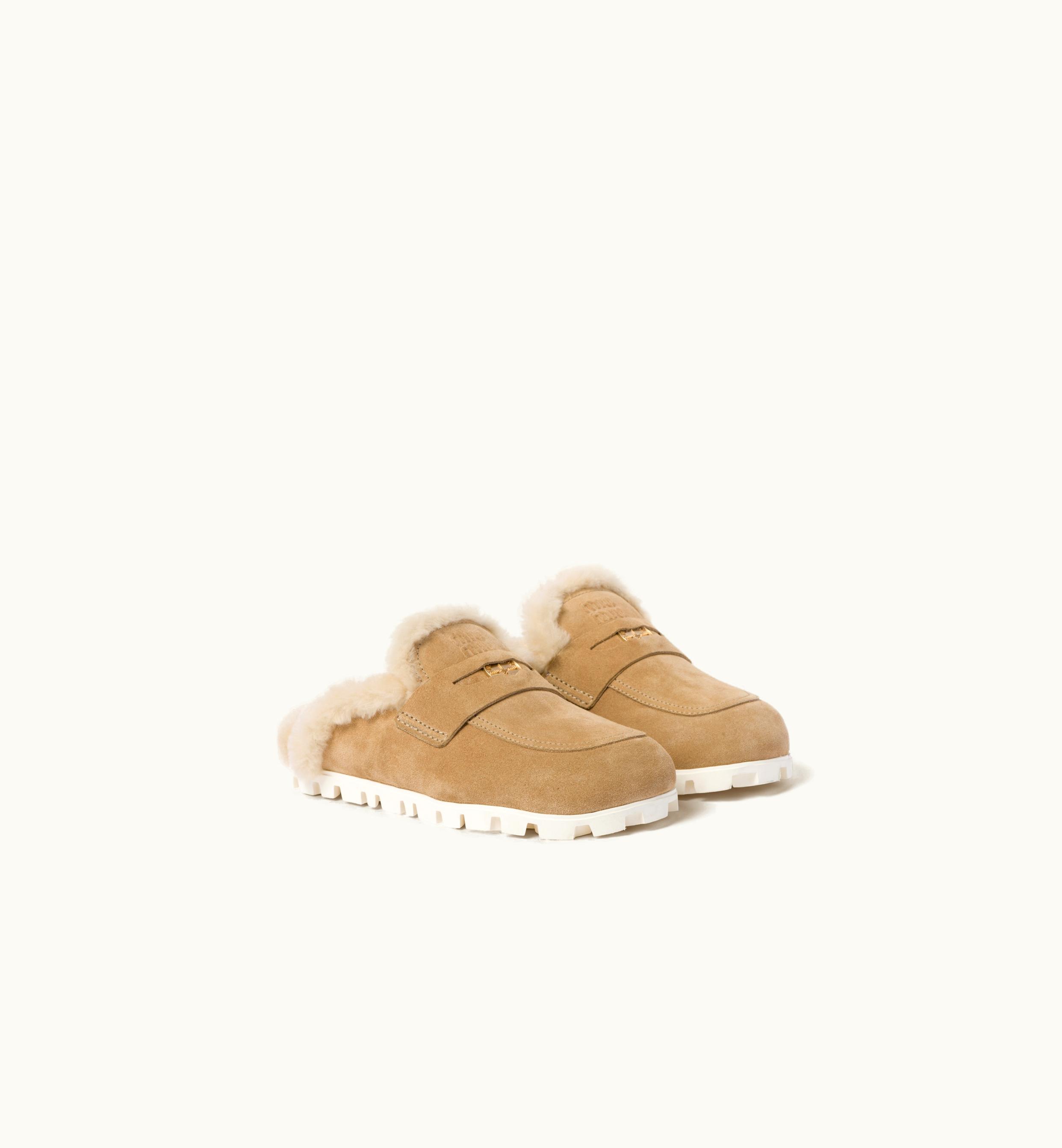 Miu Miu Miu Miu Suede Mules Ecru