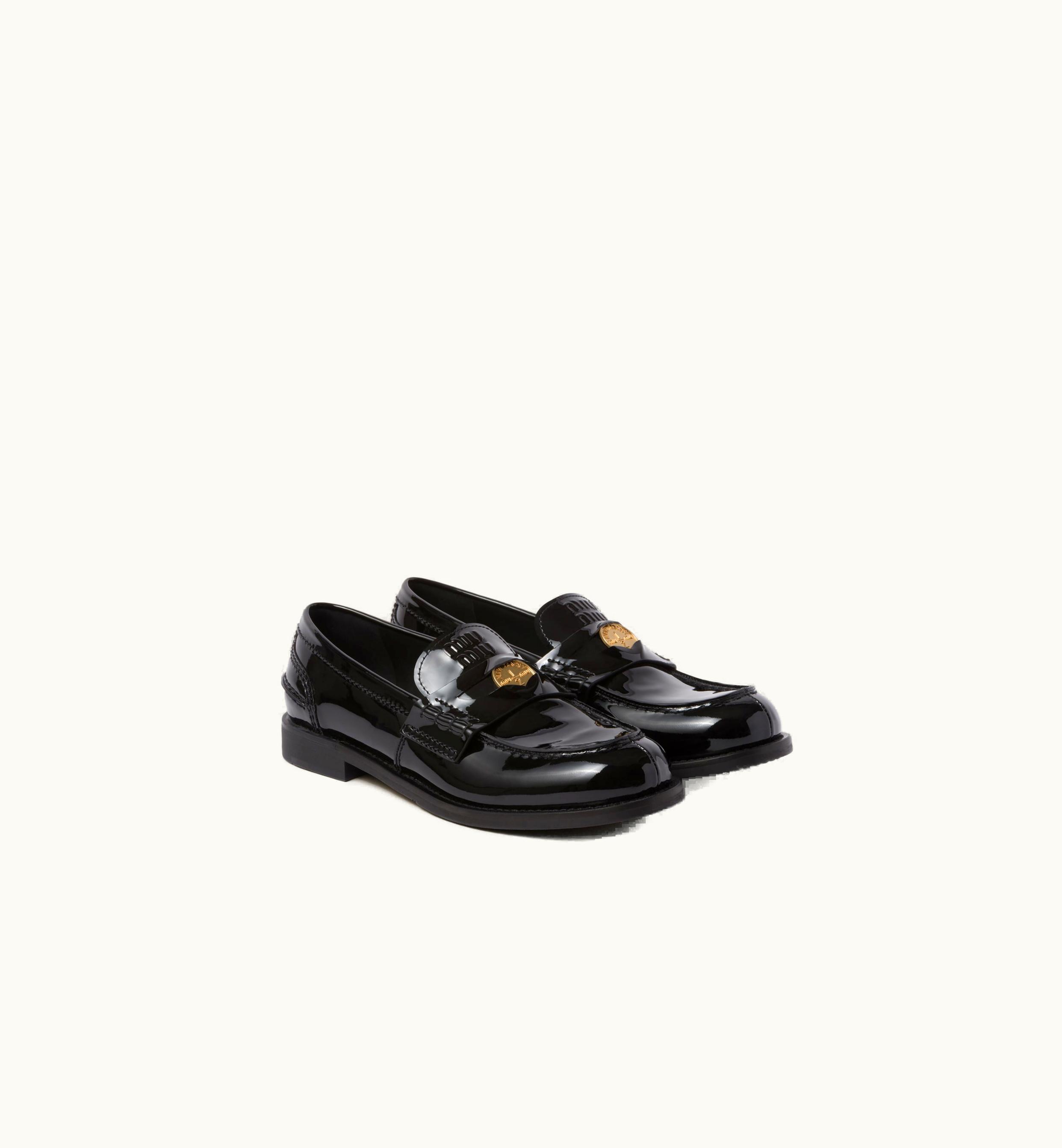 Miu Miu Miu Miu Patent Leather Penny Loafers Black