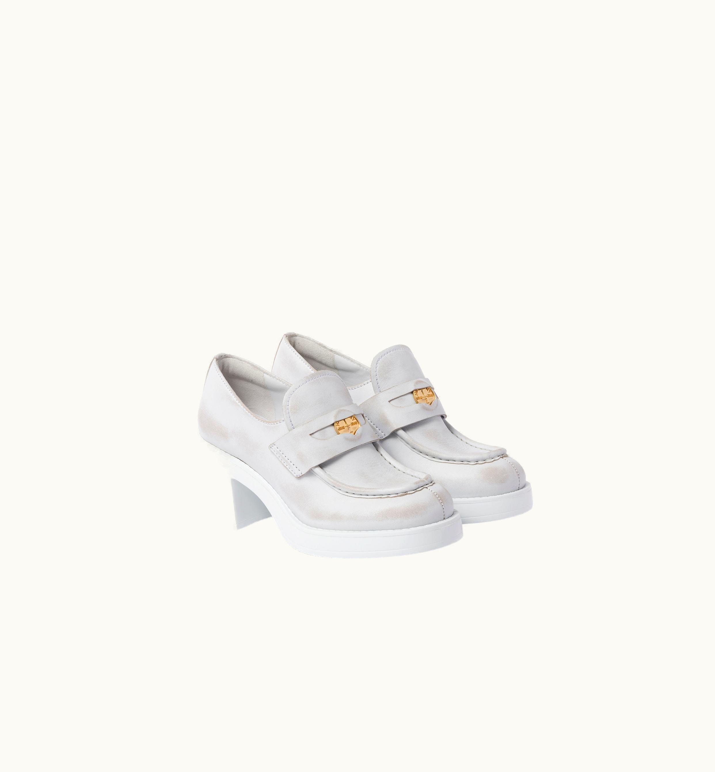 Miu Miu Miu Miu Leather Penny Loafers White