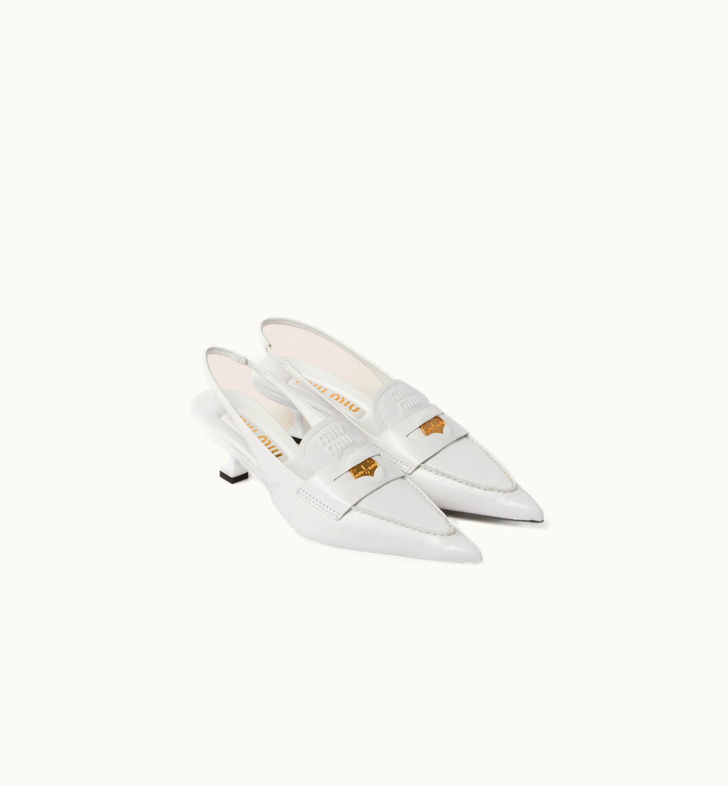 Miu Miu Miu Miu Leather Penny Loafers With Heel White
