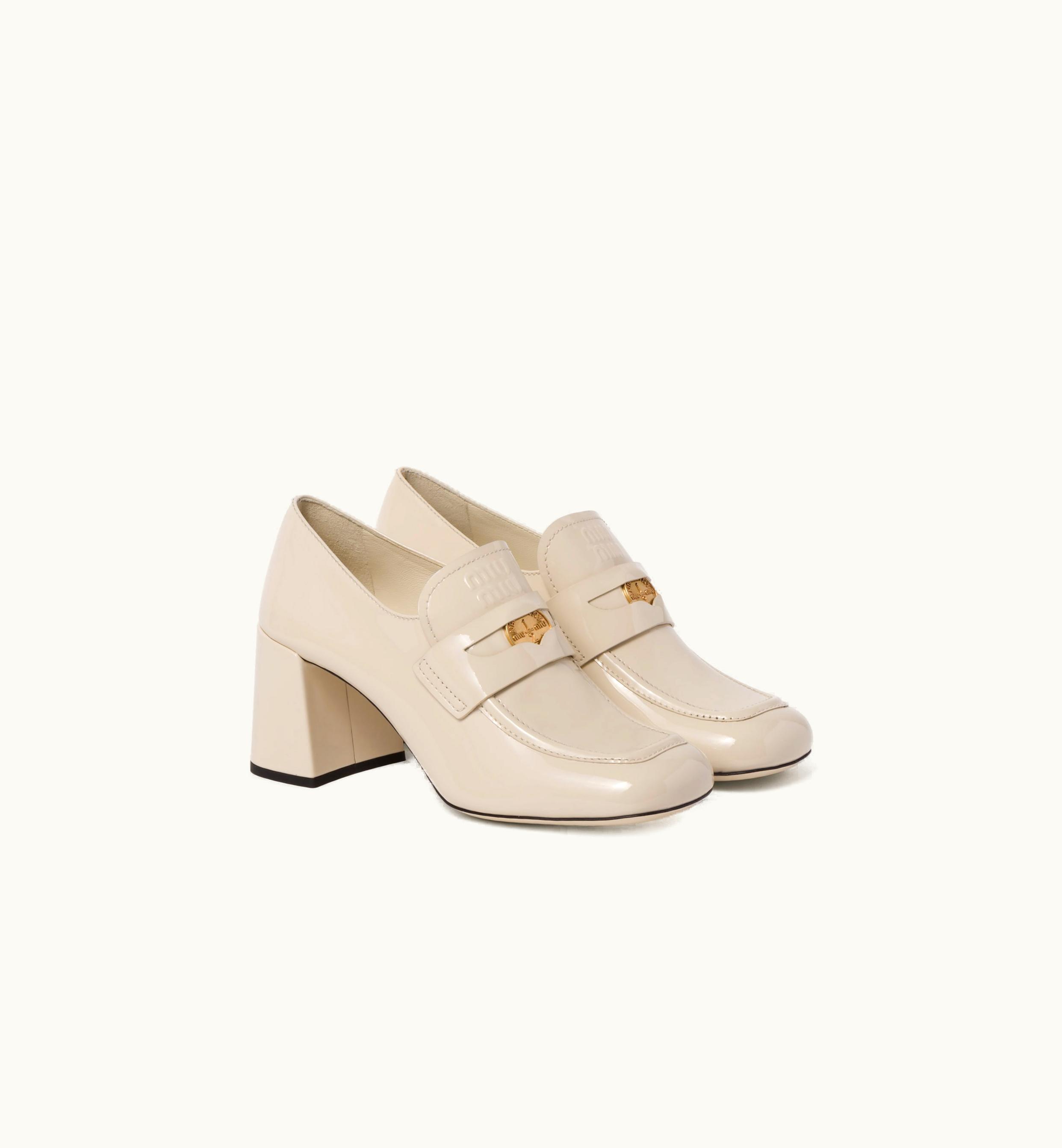 Miu Miu Miu Miu Patent Leather Loafers Ivory