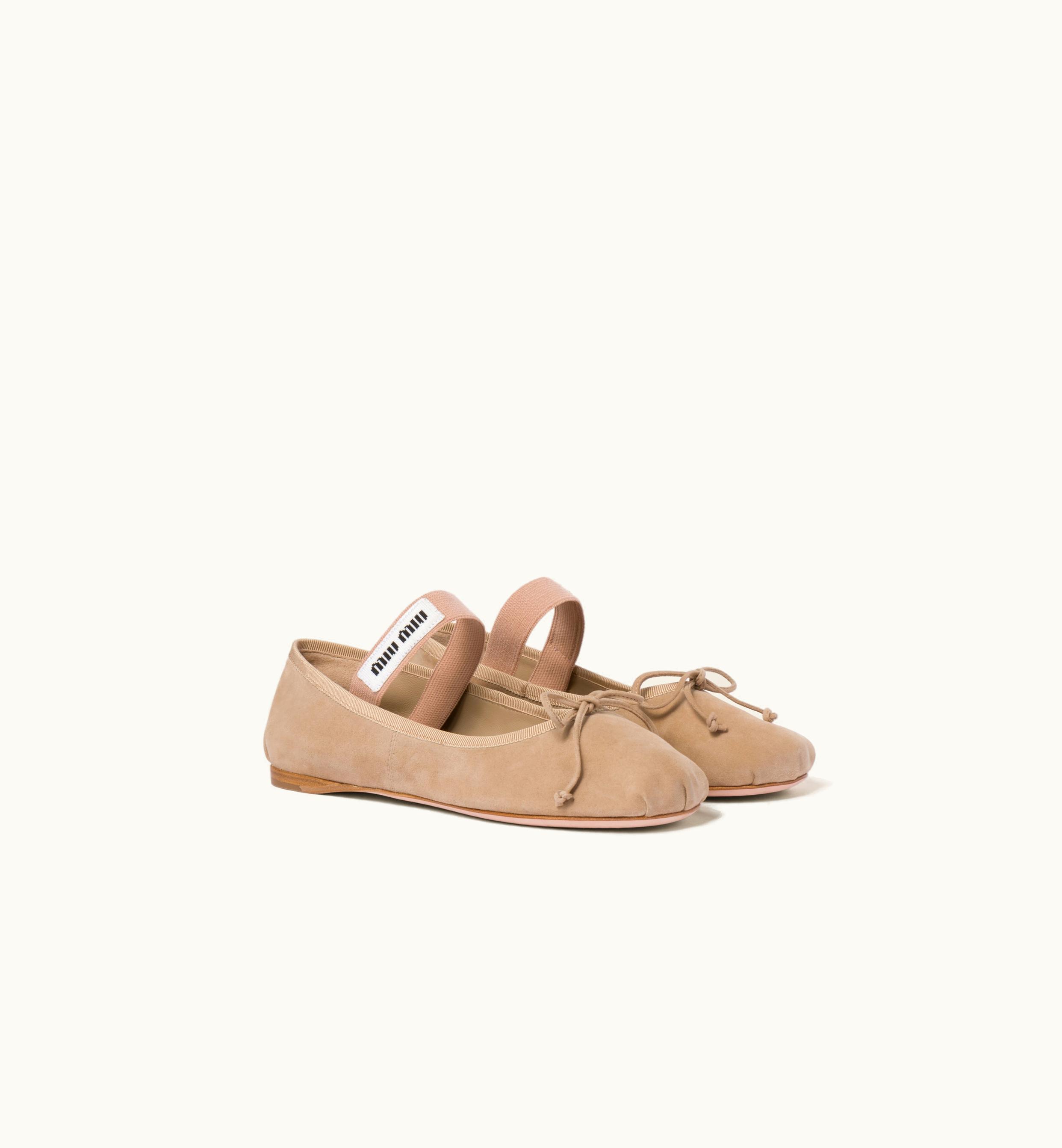 Miu Miu Miu Miu Suede Ballerinas Sand Beige