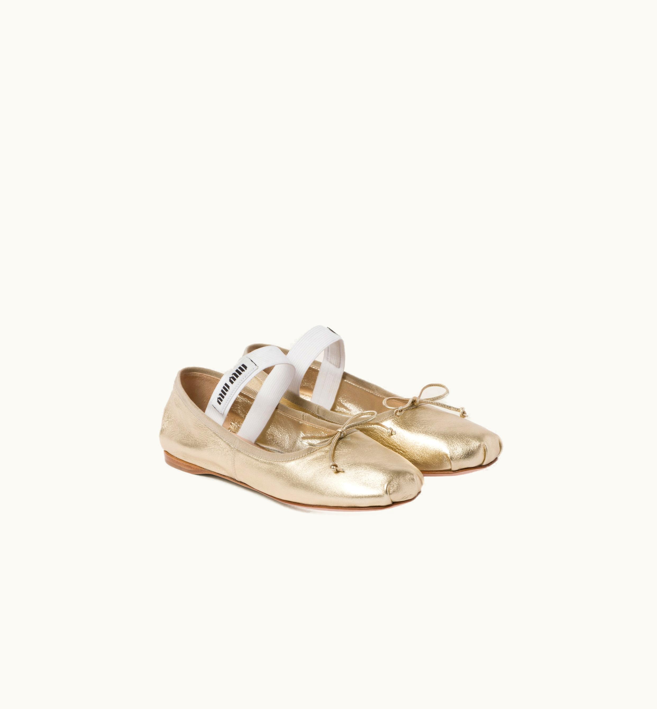 Miu Miu Miu Miu Mordoré Nappa Leather Ballerinas Pyrite