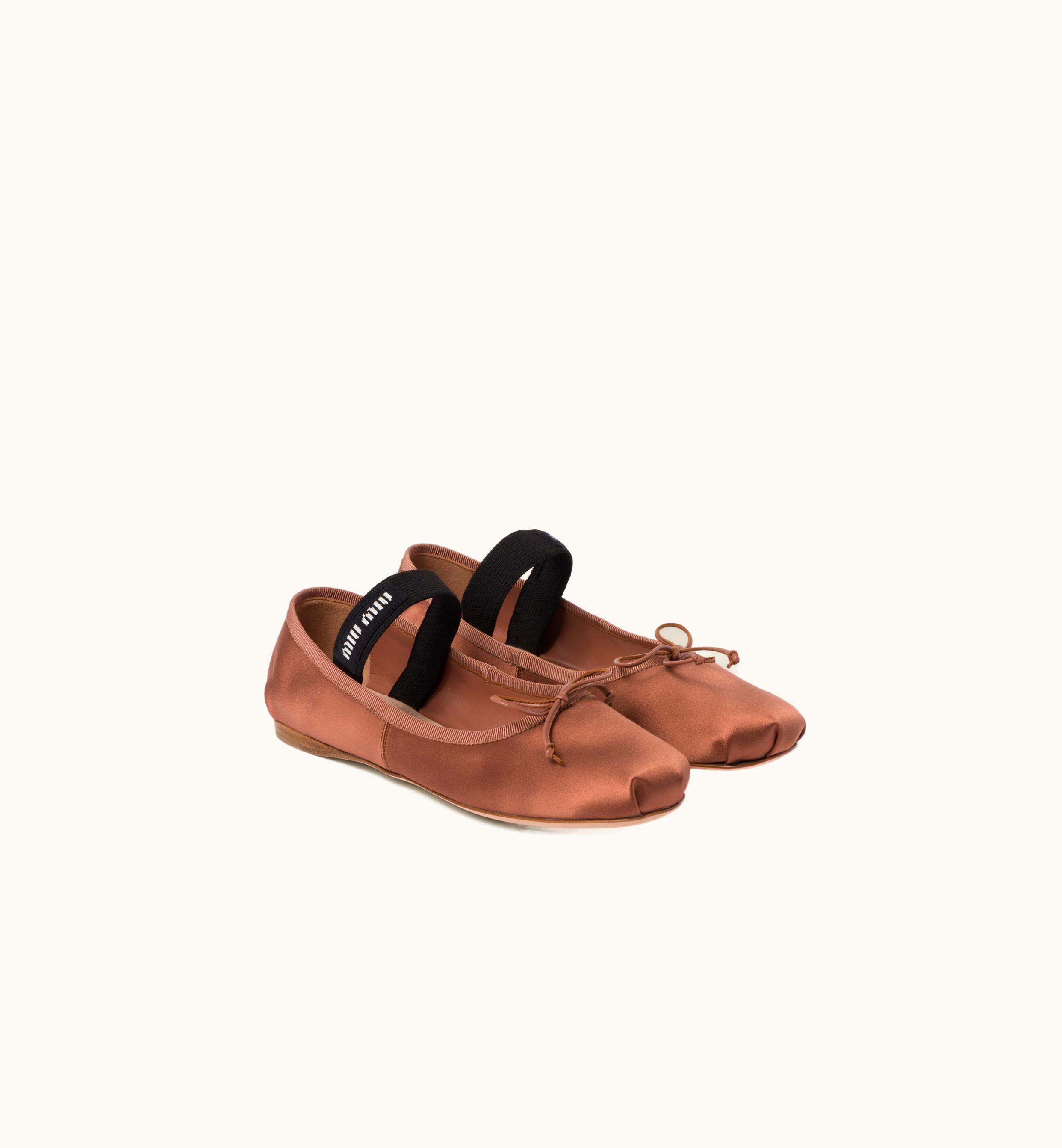 Miu Miu Miu Miu Satin Ballerinas Cocoa Brown
