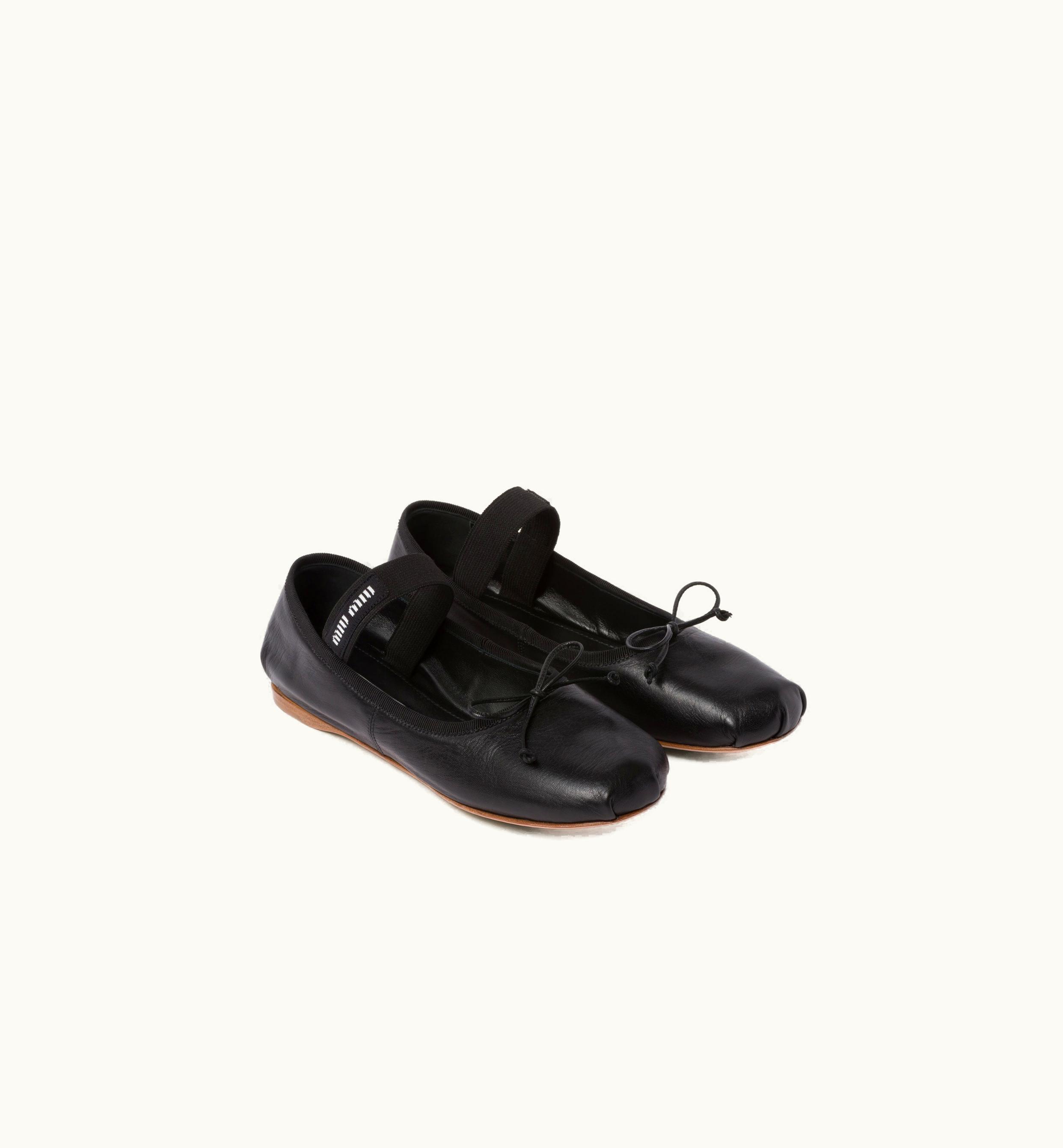 Miu Miu Miu Miu Bow Leather Ballerinas Black