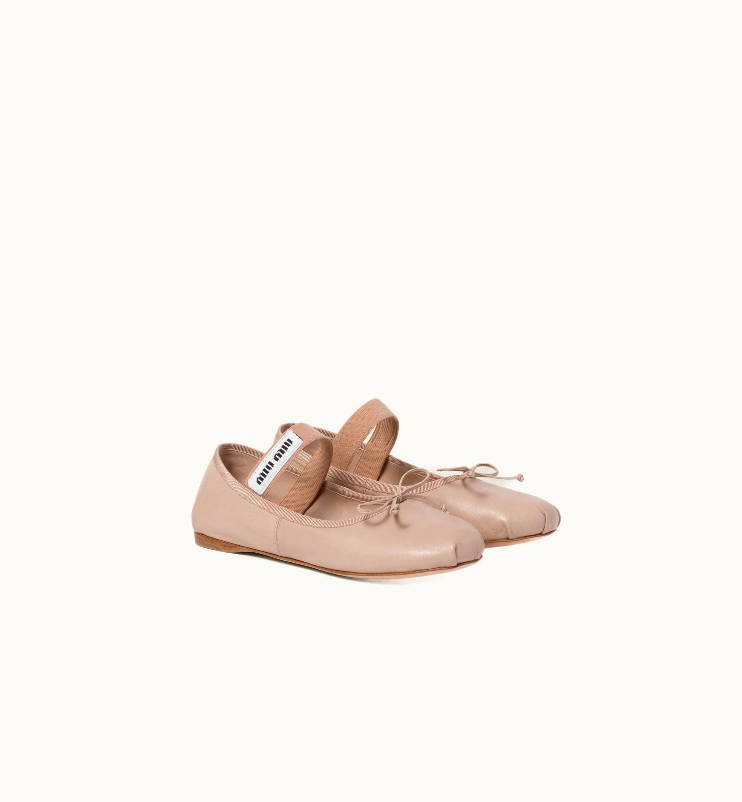 Miu Miu Miu Miu Leather Ballerinas Water Lily