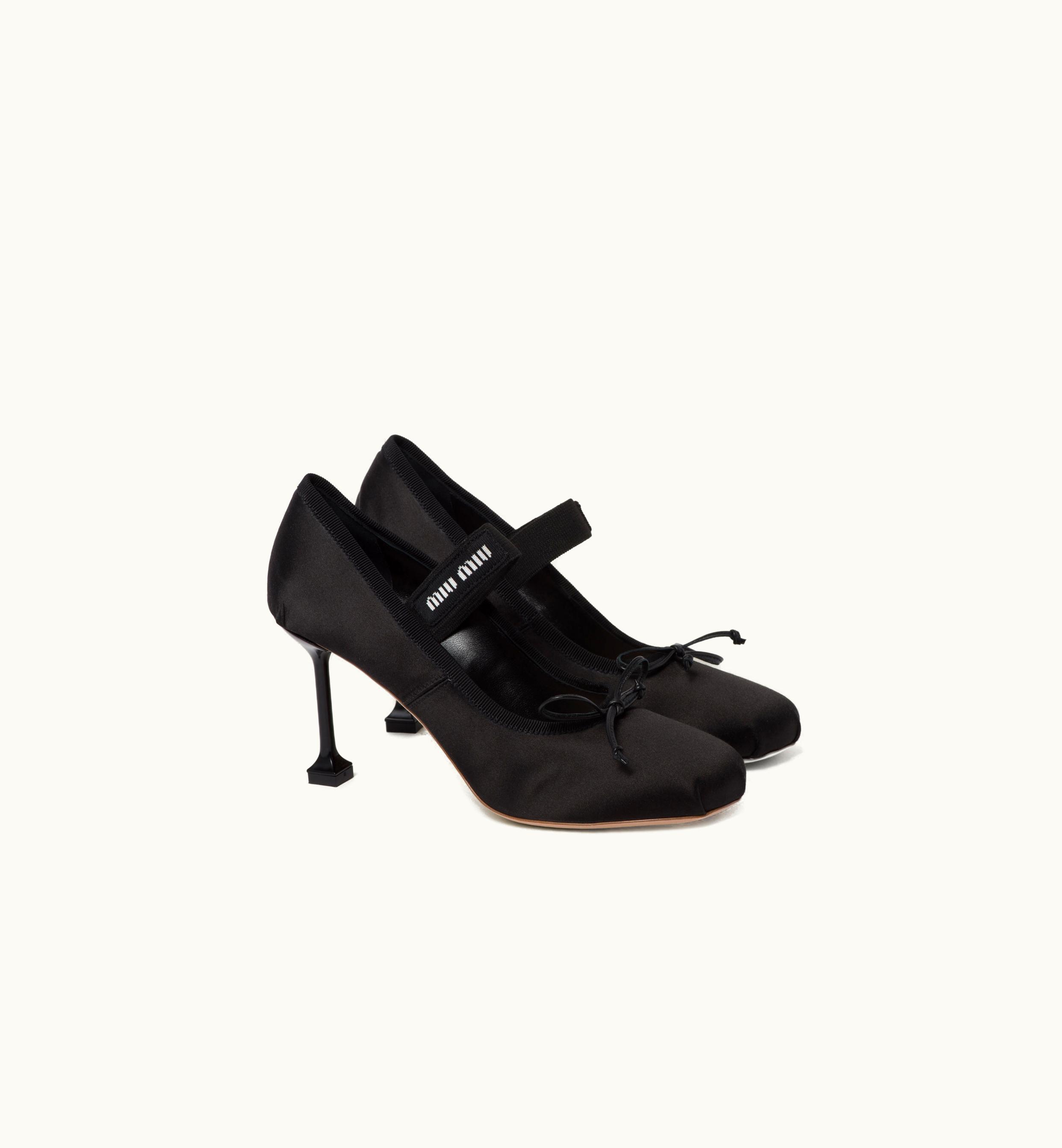 Miu Miu Miu Miu Ballerina Satin Pumps Black