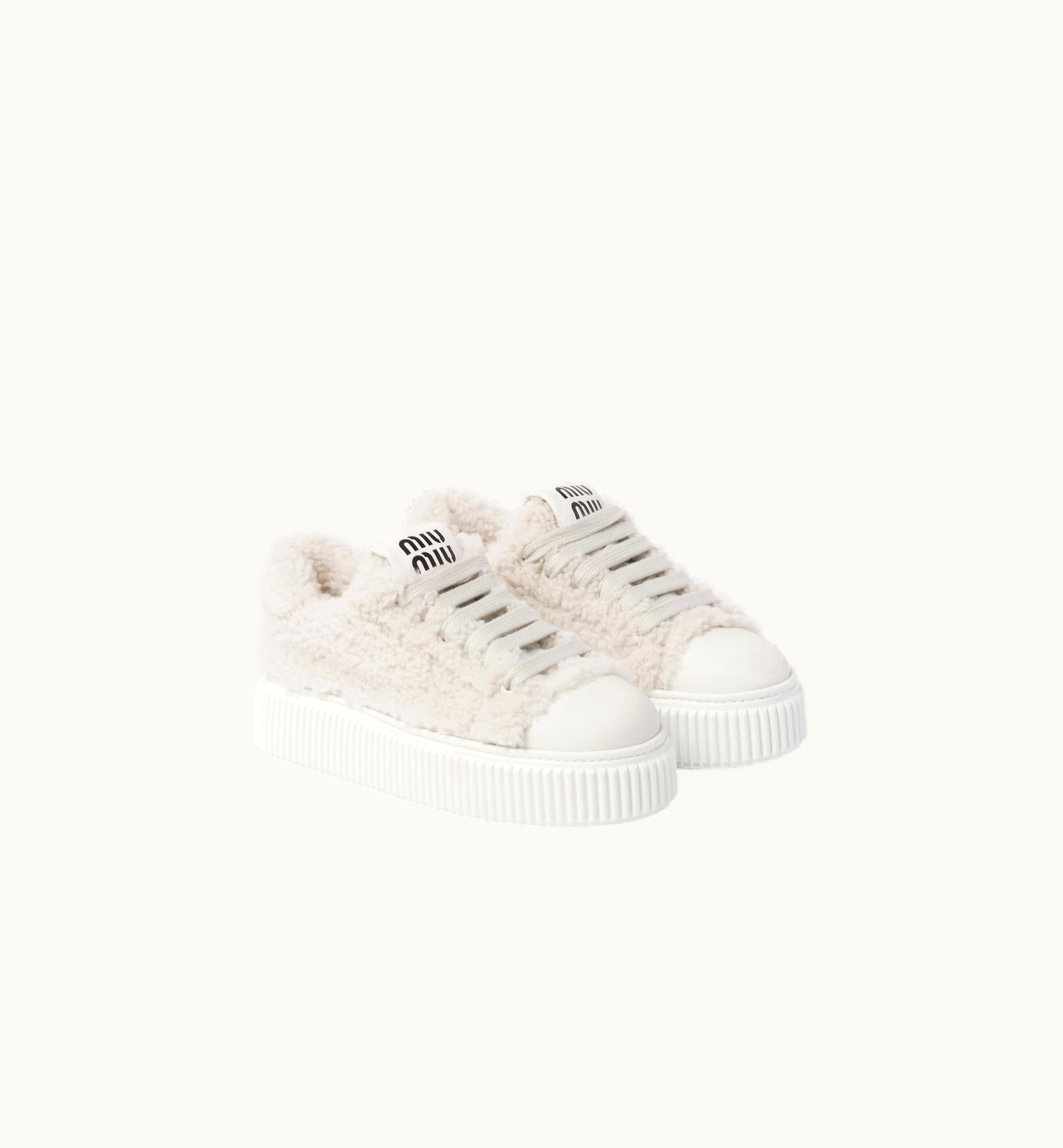 Miu Miu Miu Miu Shearling Sneakers White