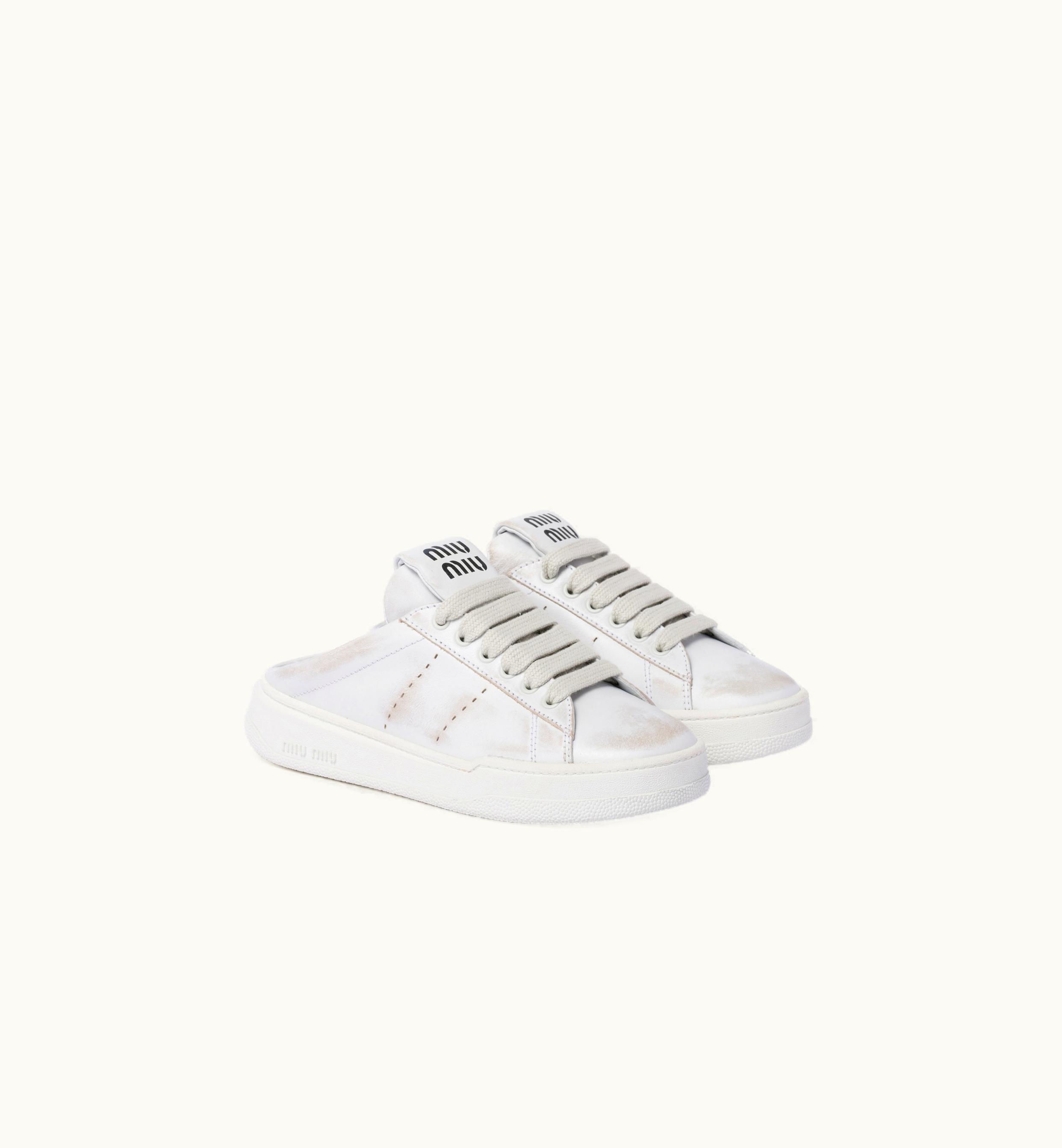 Miu Miu Miu Miu Bleached Leather Sneakers White 5E915D_3G63_F0009_F_005