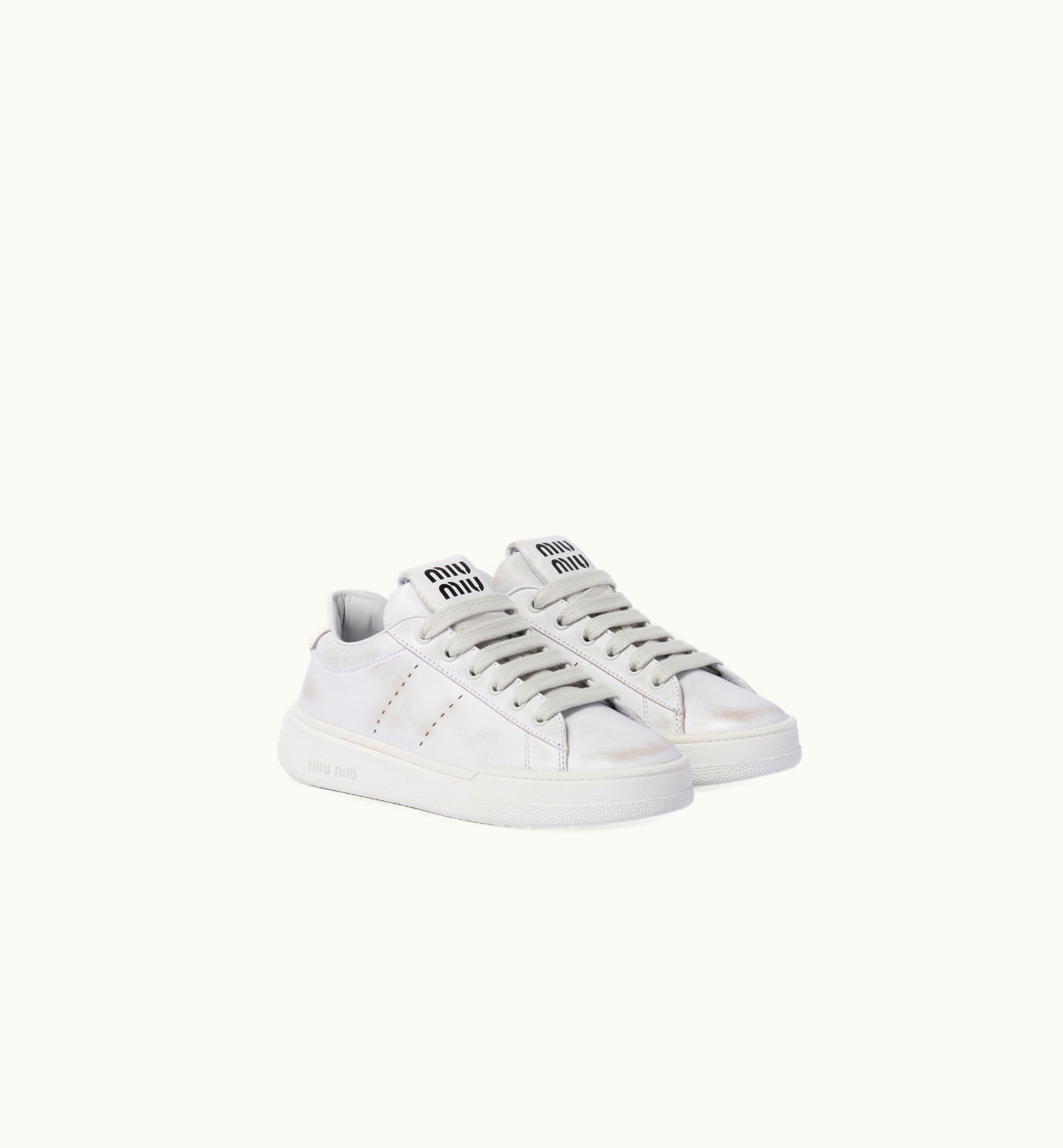 Miu Miu Miu Miu Bleached Leather Sneakers White 5E916D_3G63_F0009_F_005