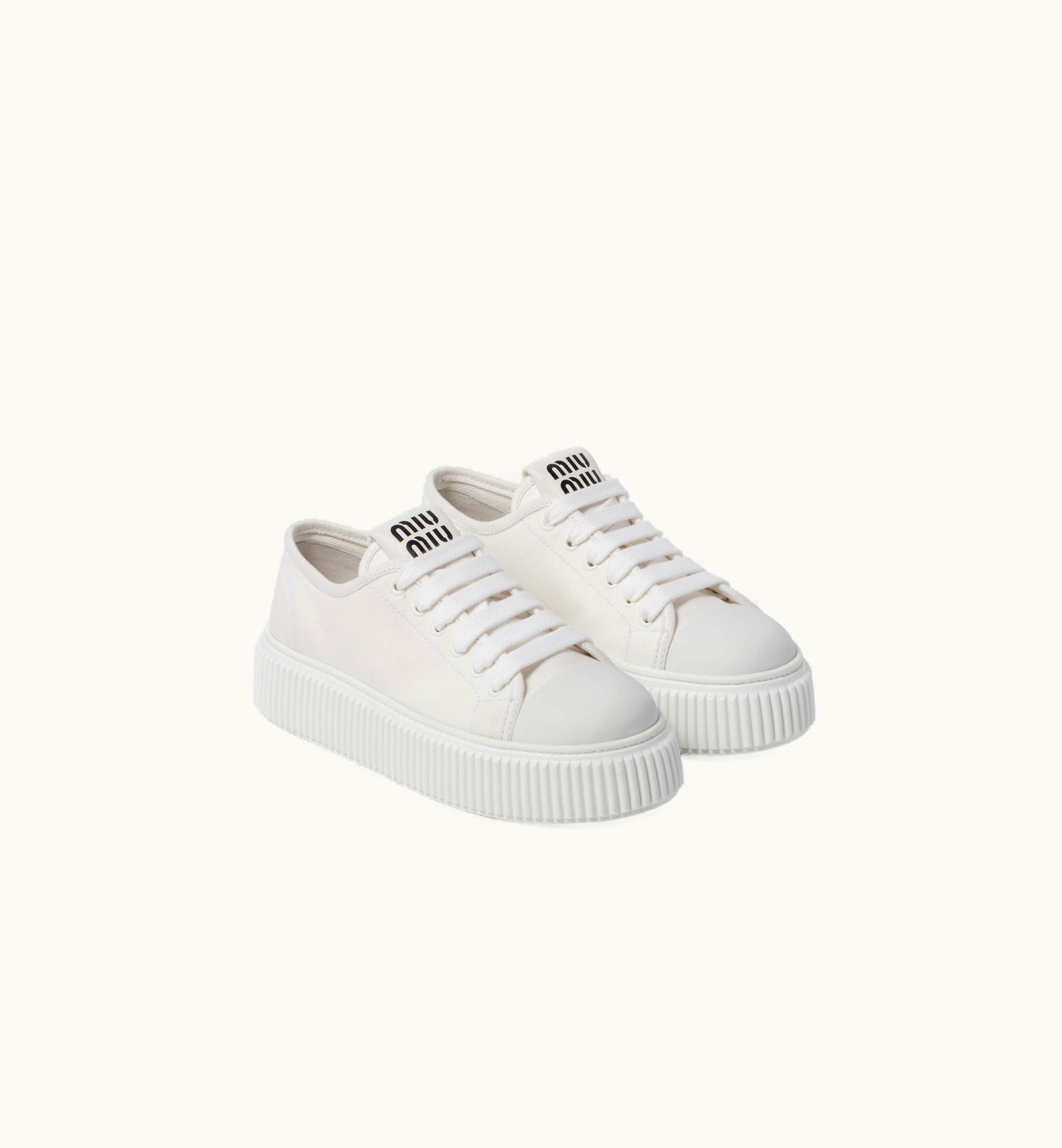 Miu Miu Miu Miu Denim Platform Sneakers White