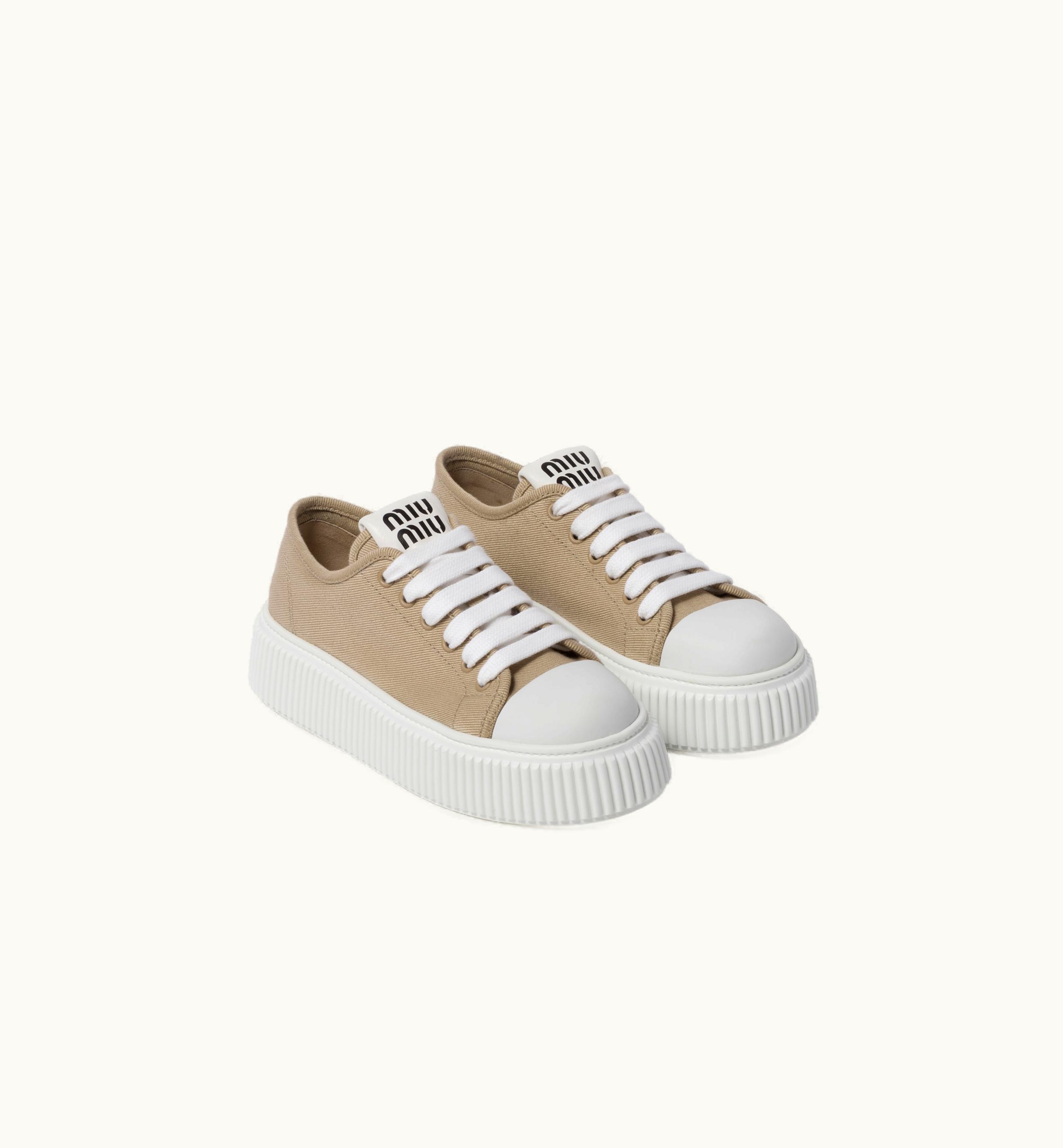 Miu Miu Miu Miu Denim Sneakers Colonial Beige