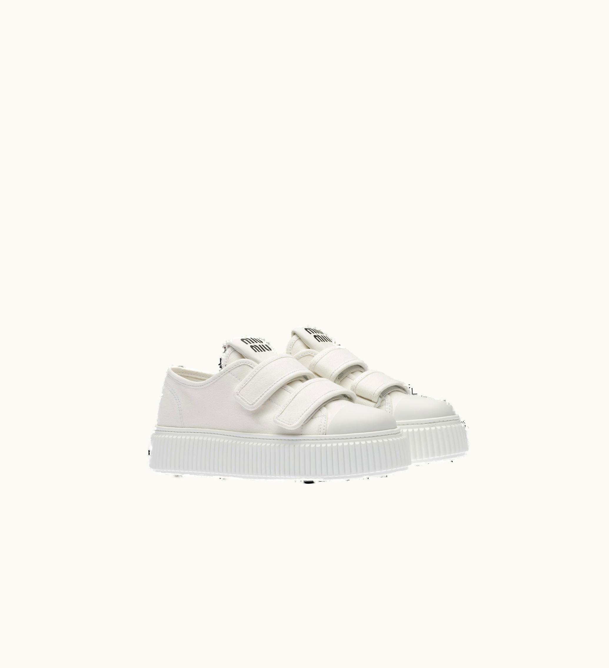 Miu Miu Miu Miu Denim Strap Sneakers White