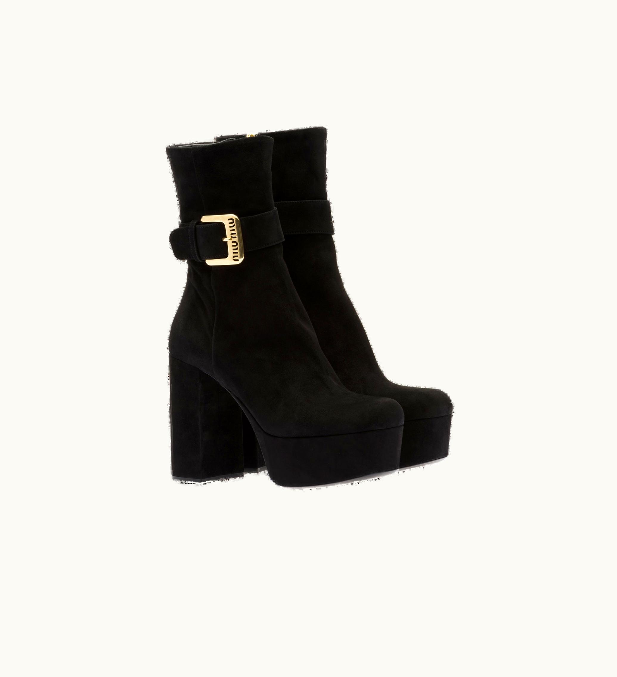 Miu Miu Miu Miu Suede Platform Booties Black