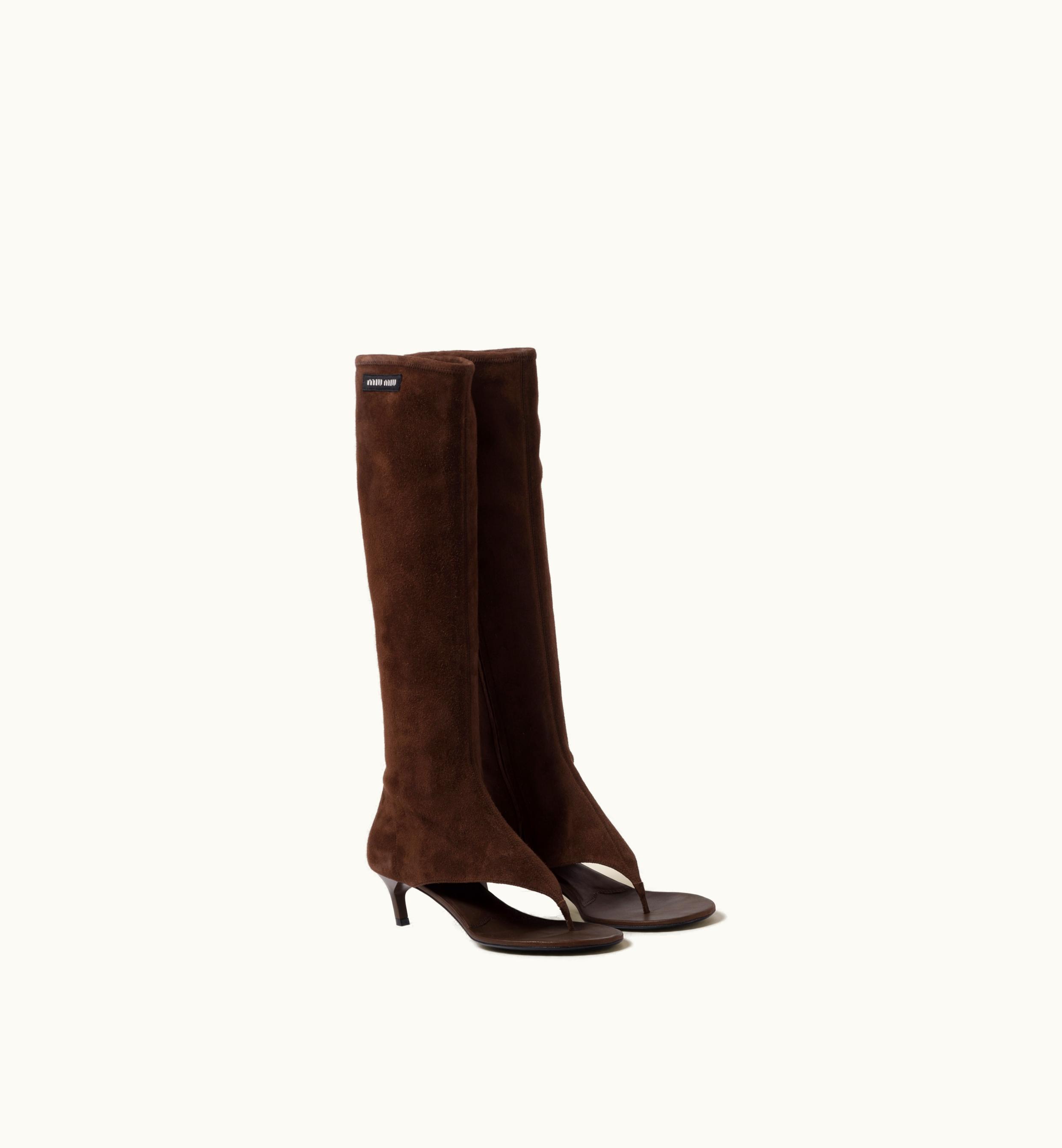 Miu Miu Miu Miu Suede Thong Boots Cocoa Brown
