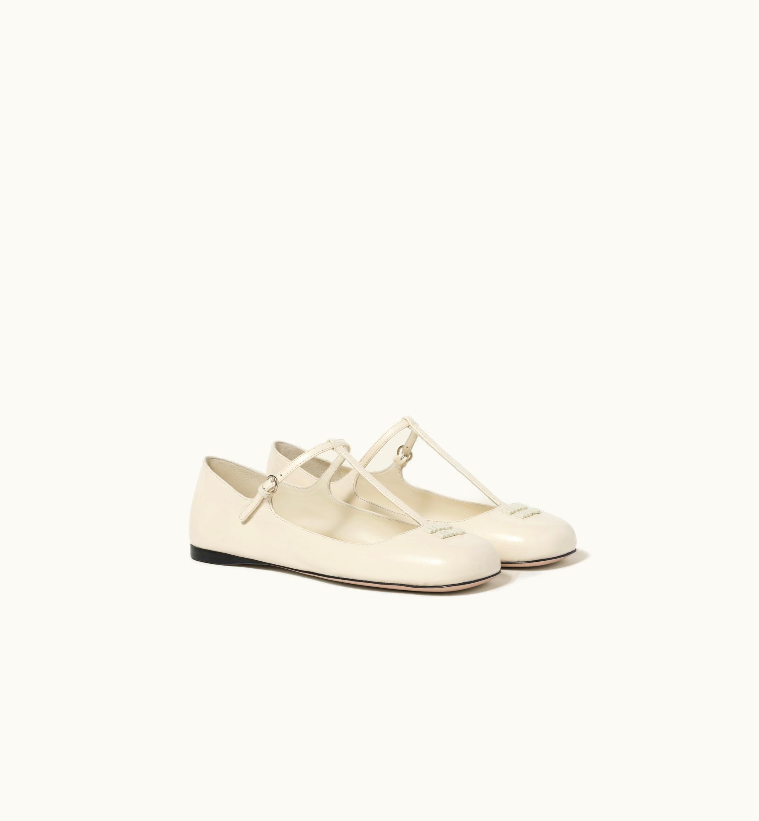 Miu Miu Miu Miu Leather Ballerinas Ivory