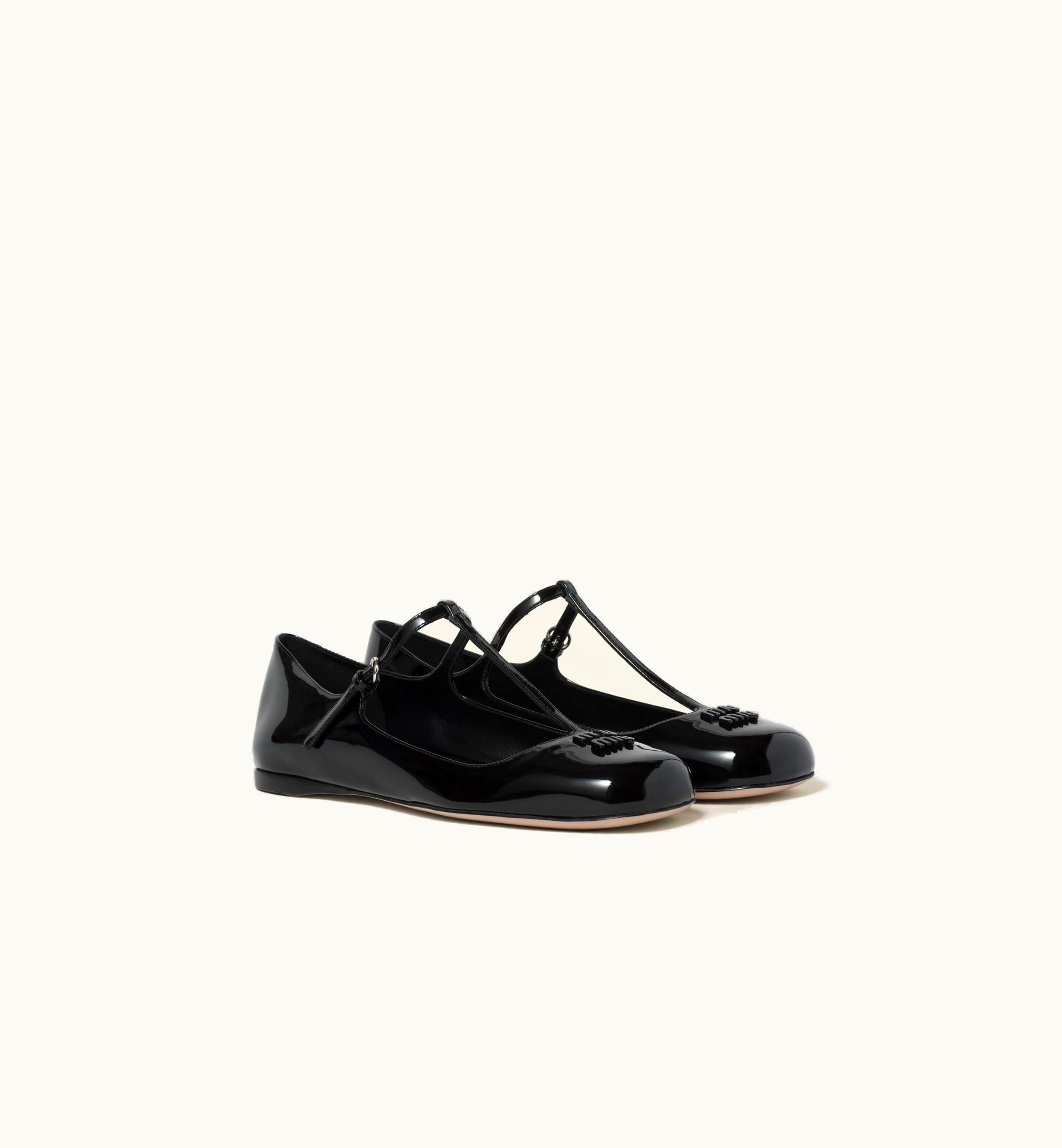 Miu Miu Miu Miu Patent Leather Ballerinas Black