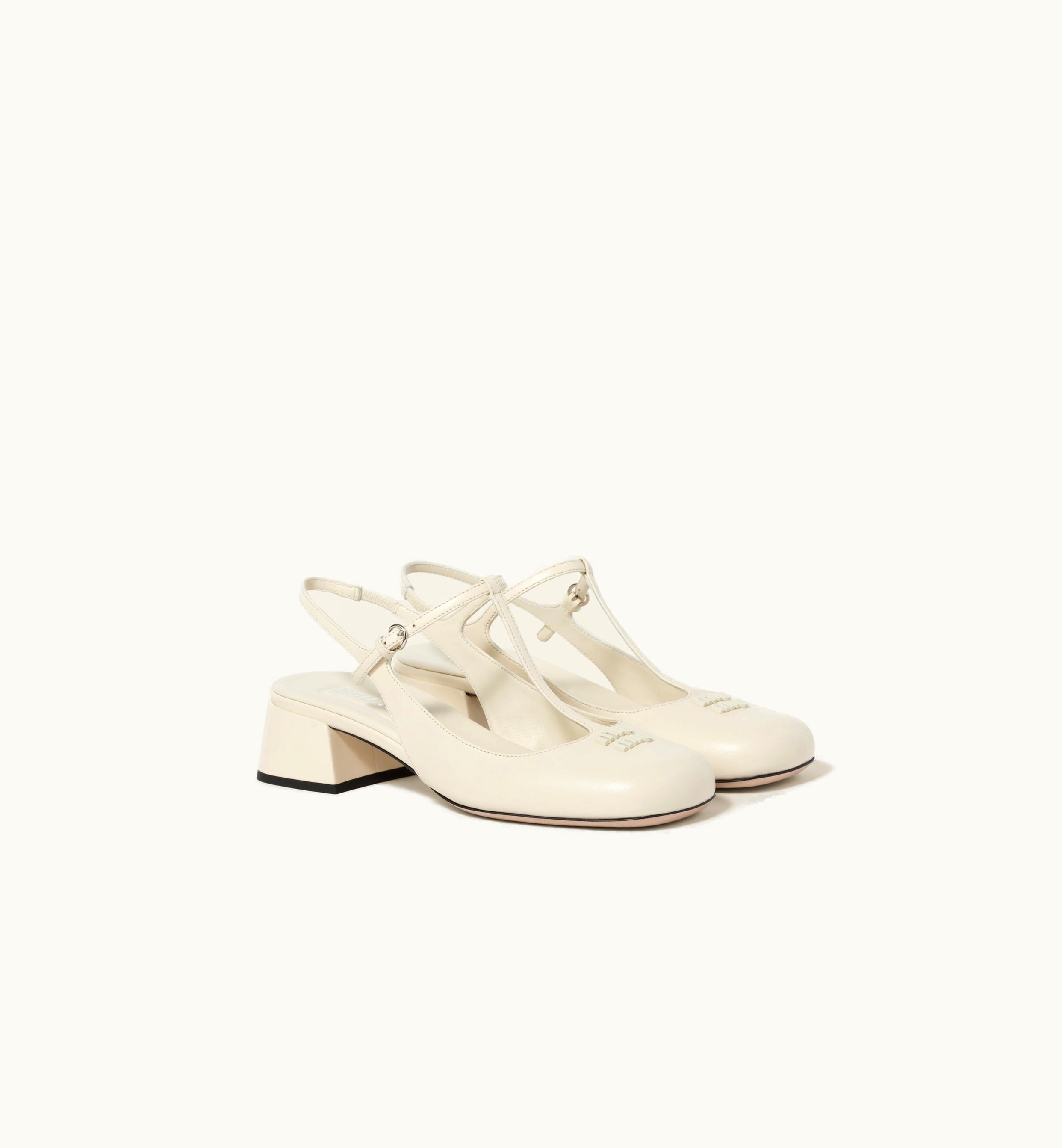 Miu Miu Miu Miu Leather Slingback Pumps Ivory