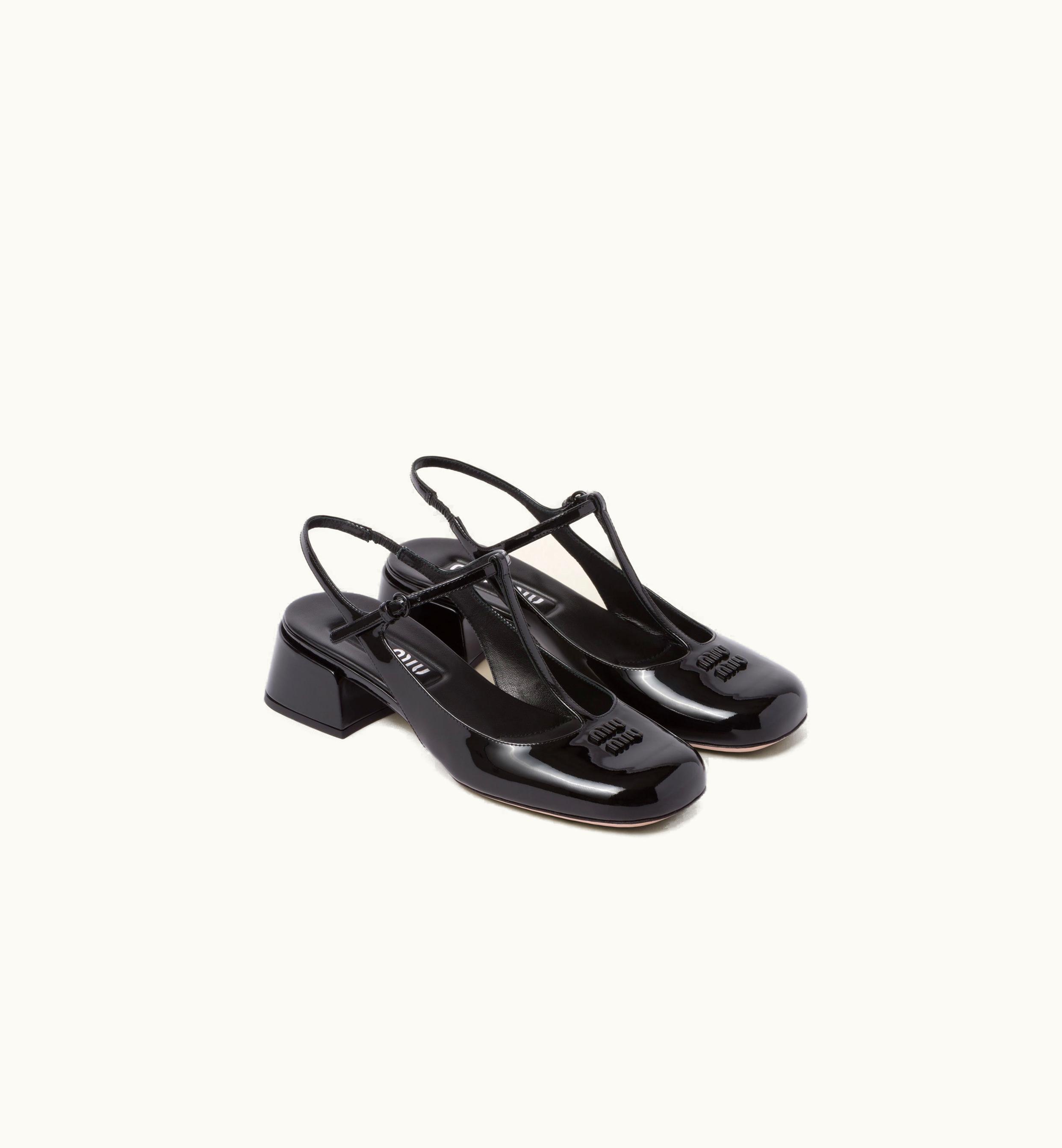 Miu Miu Miu Miu Patent Leather Slingback Pumps Black