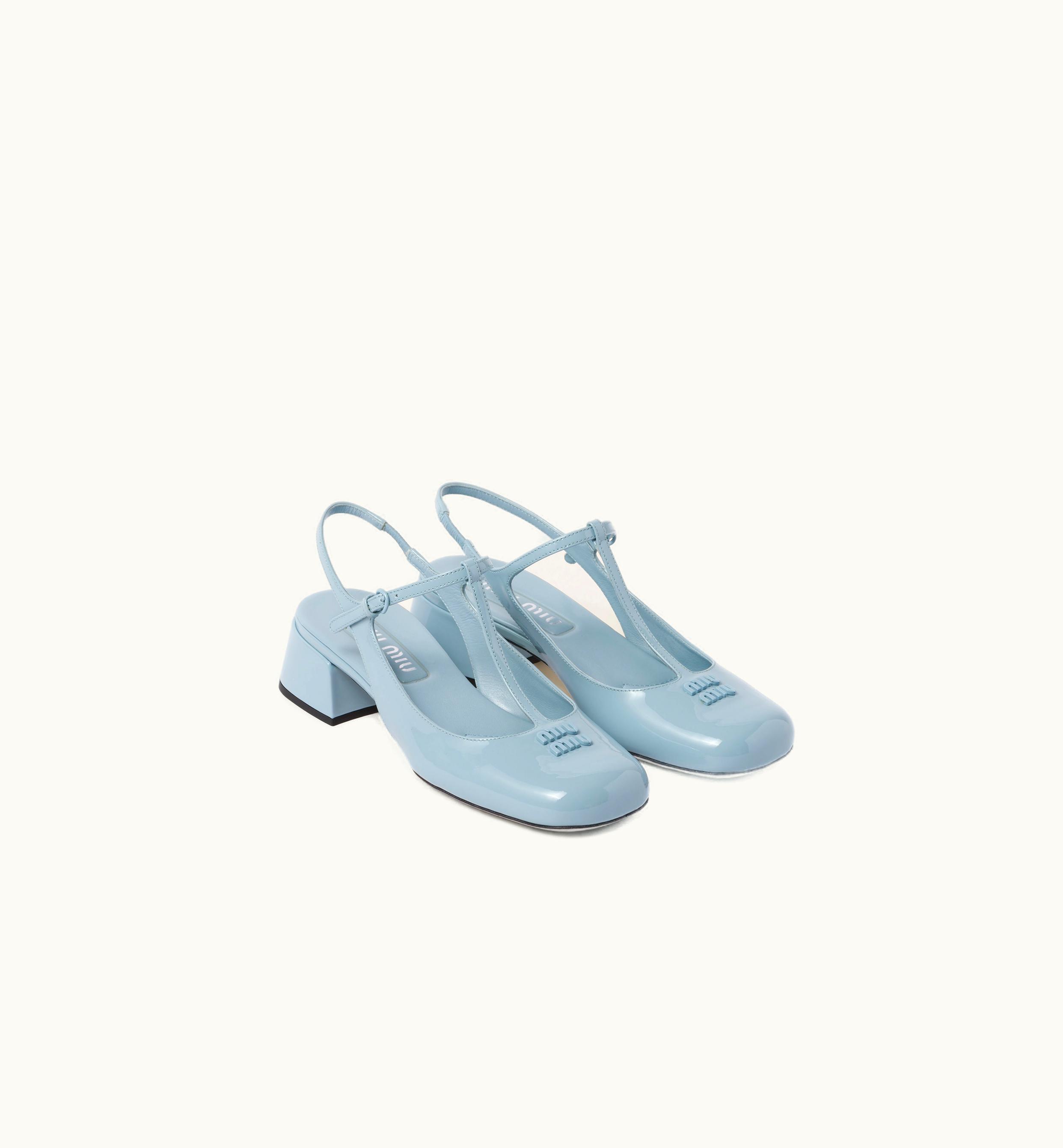 Miu Miu Miu Miu Patent Leather Slingback Pumps Light Blue