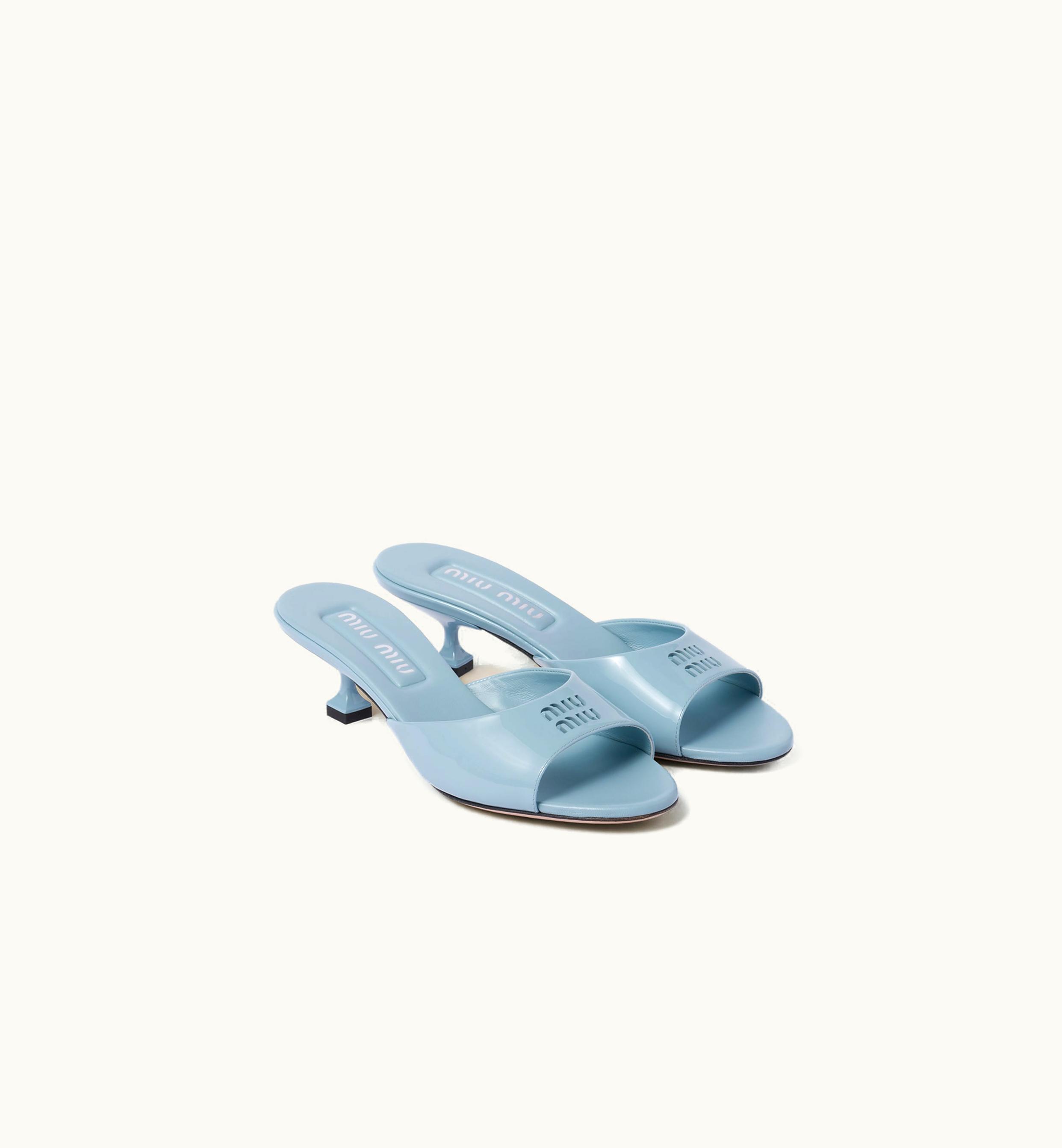Miu Miu Miu Miu Patent Leather Sandals Light Blue