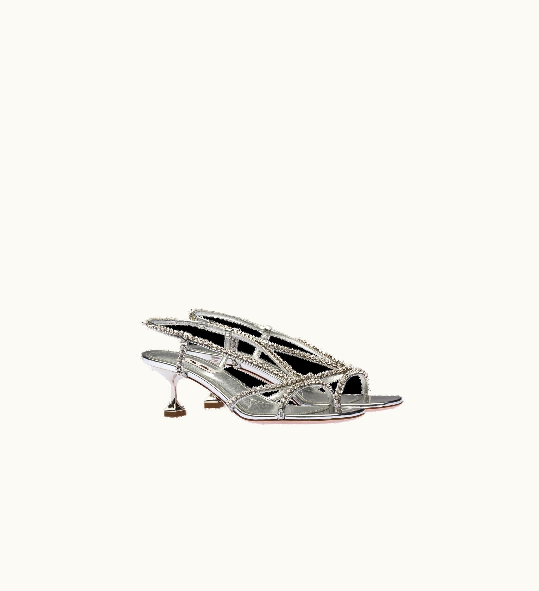 Miu Miu Miu Miu Metallic Technical Fabric Sandals Silver