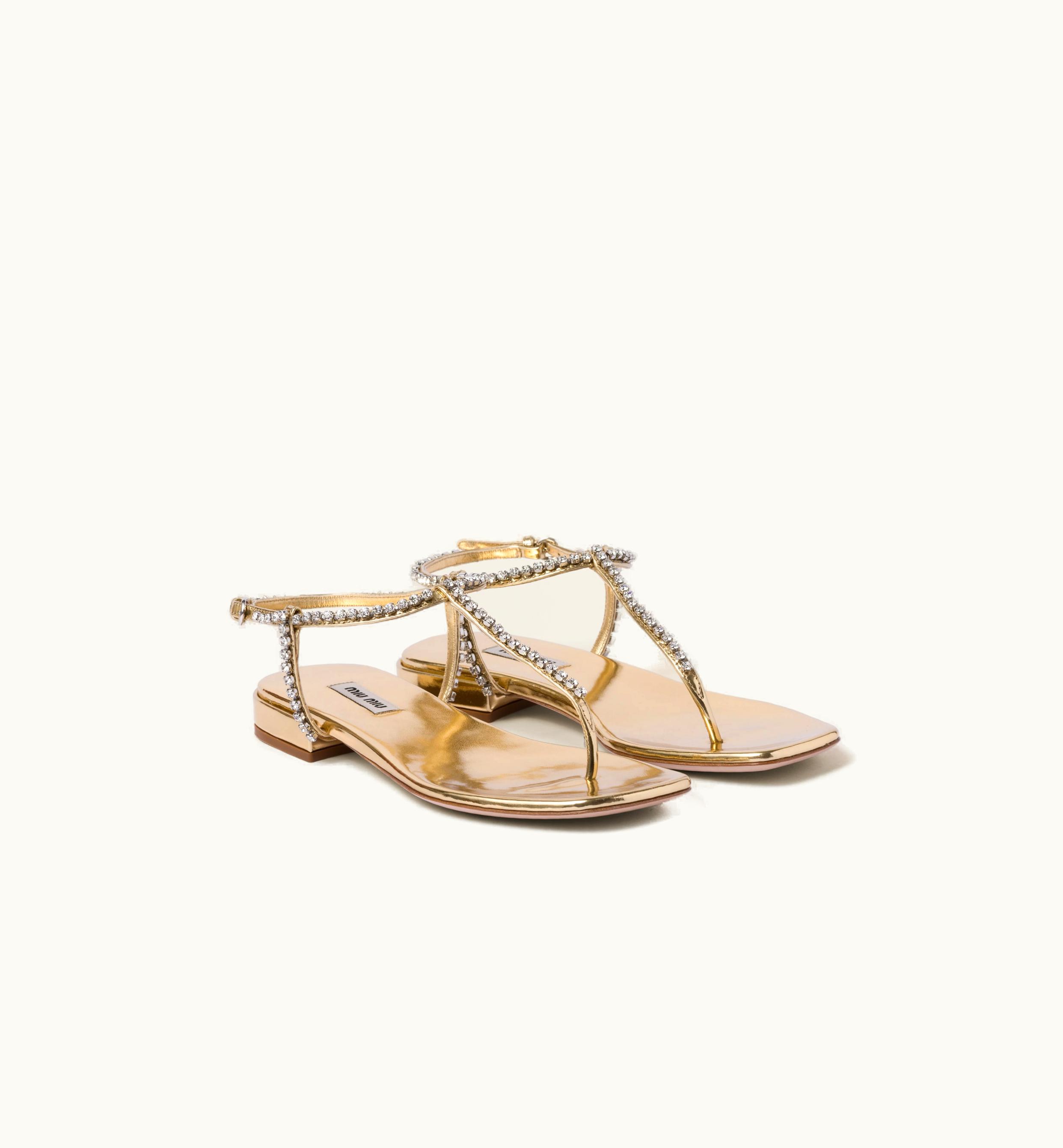 Miu Miu Miu Miu Metallic Leather Thong Sandals Platinum