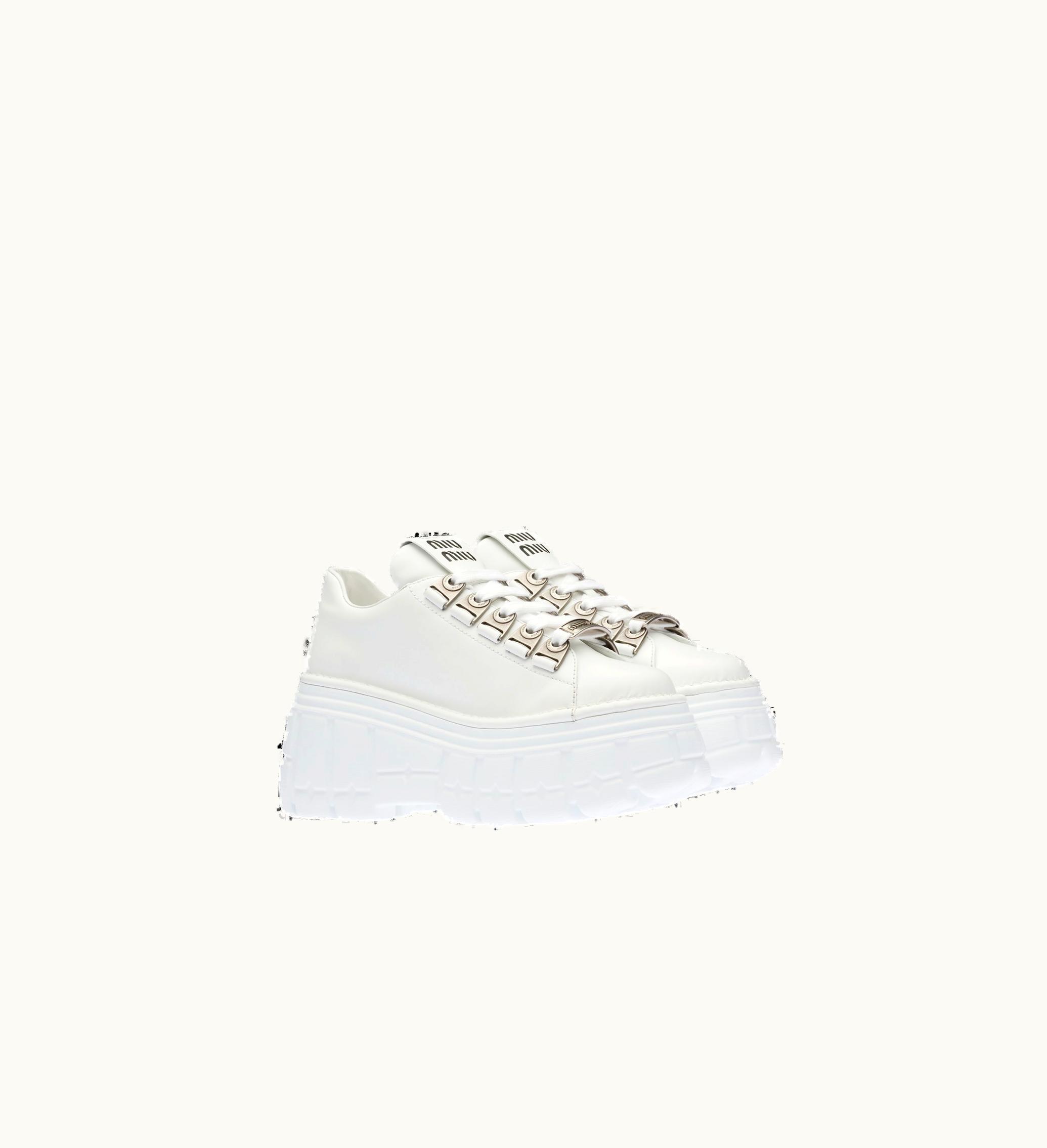 Miu Miu Miu Miu Leather Laced Derby Shoes White