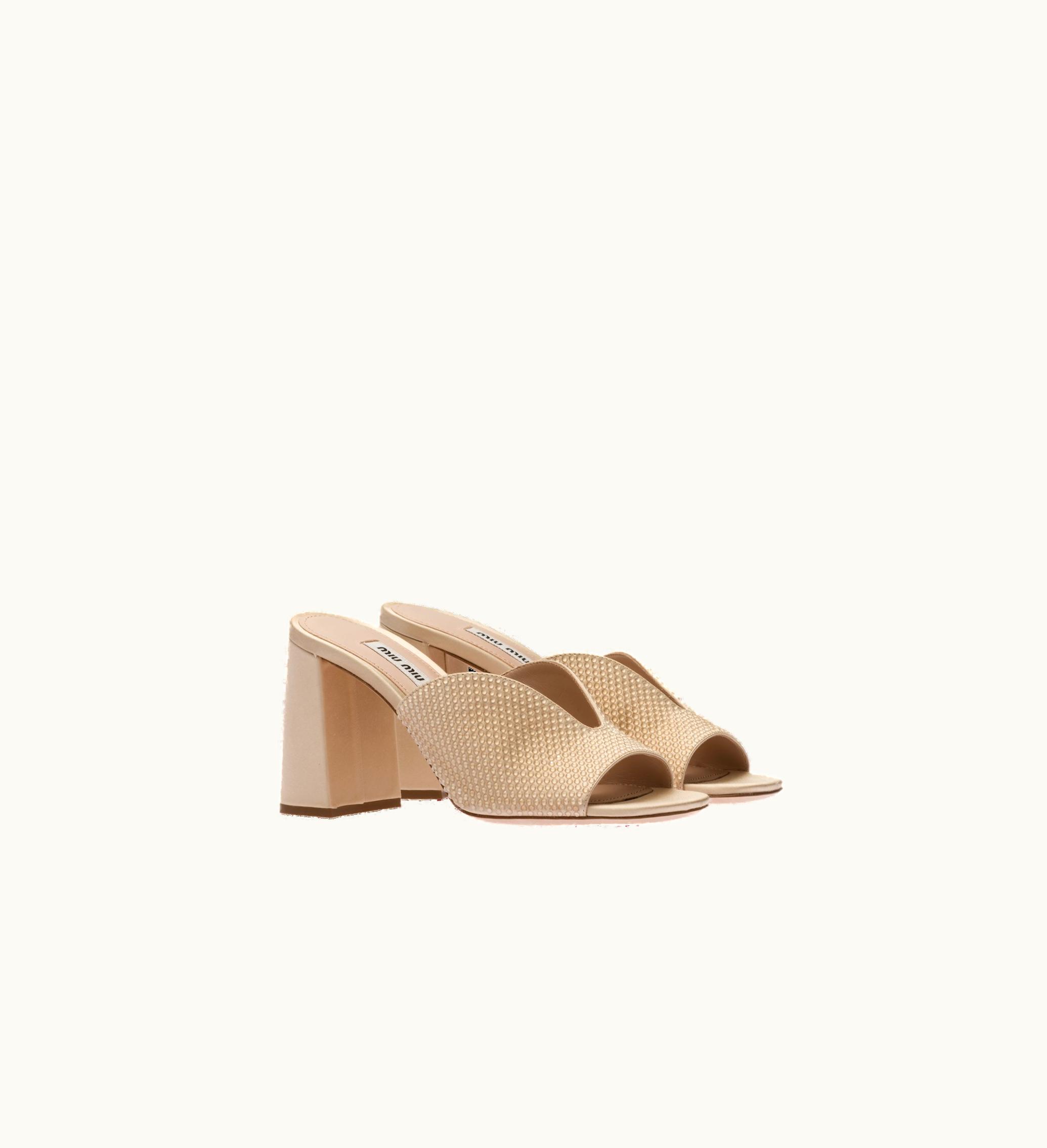 Miu Miu Miu Miu Satin Sandals With Crystals Sand Beige