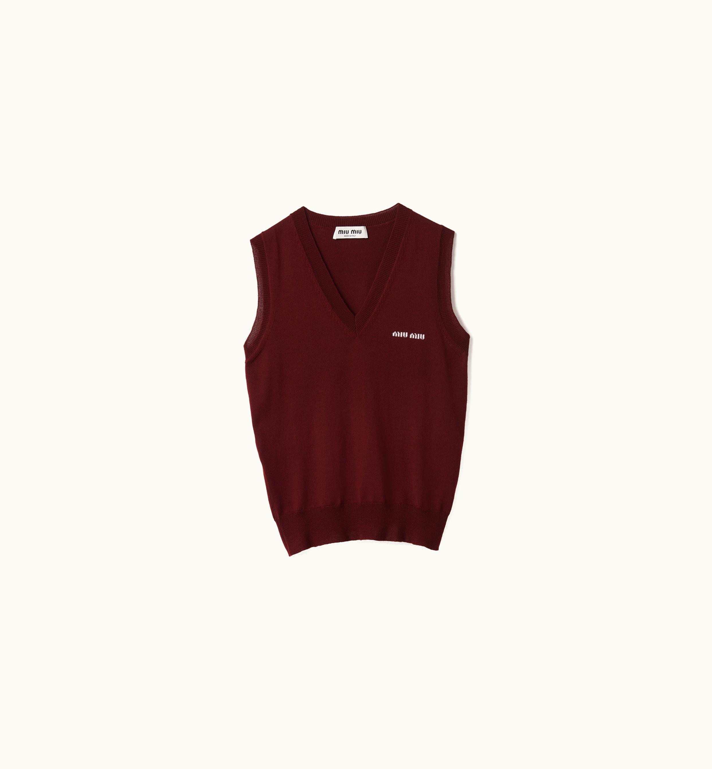 Miu Miu Miu Miu Wool Sweater Vest Amaranth Red / Maize Yellow