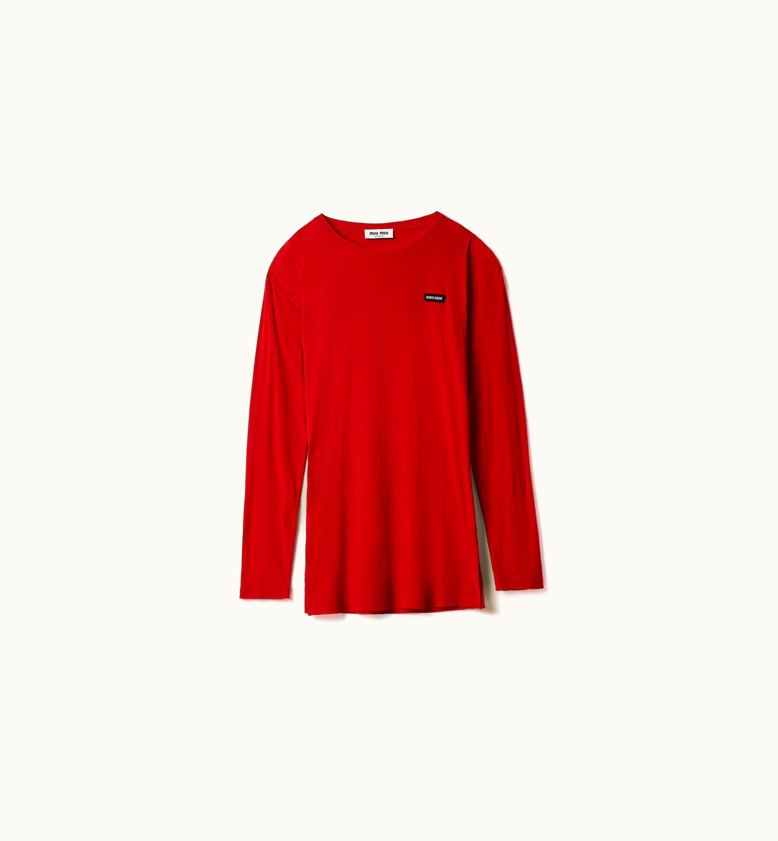 Miu Miu Miu Miu Ribbed Knit Jersey Dress Red