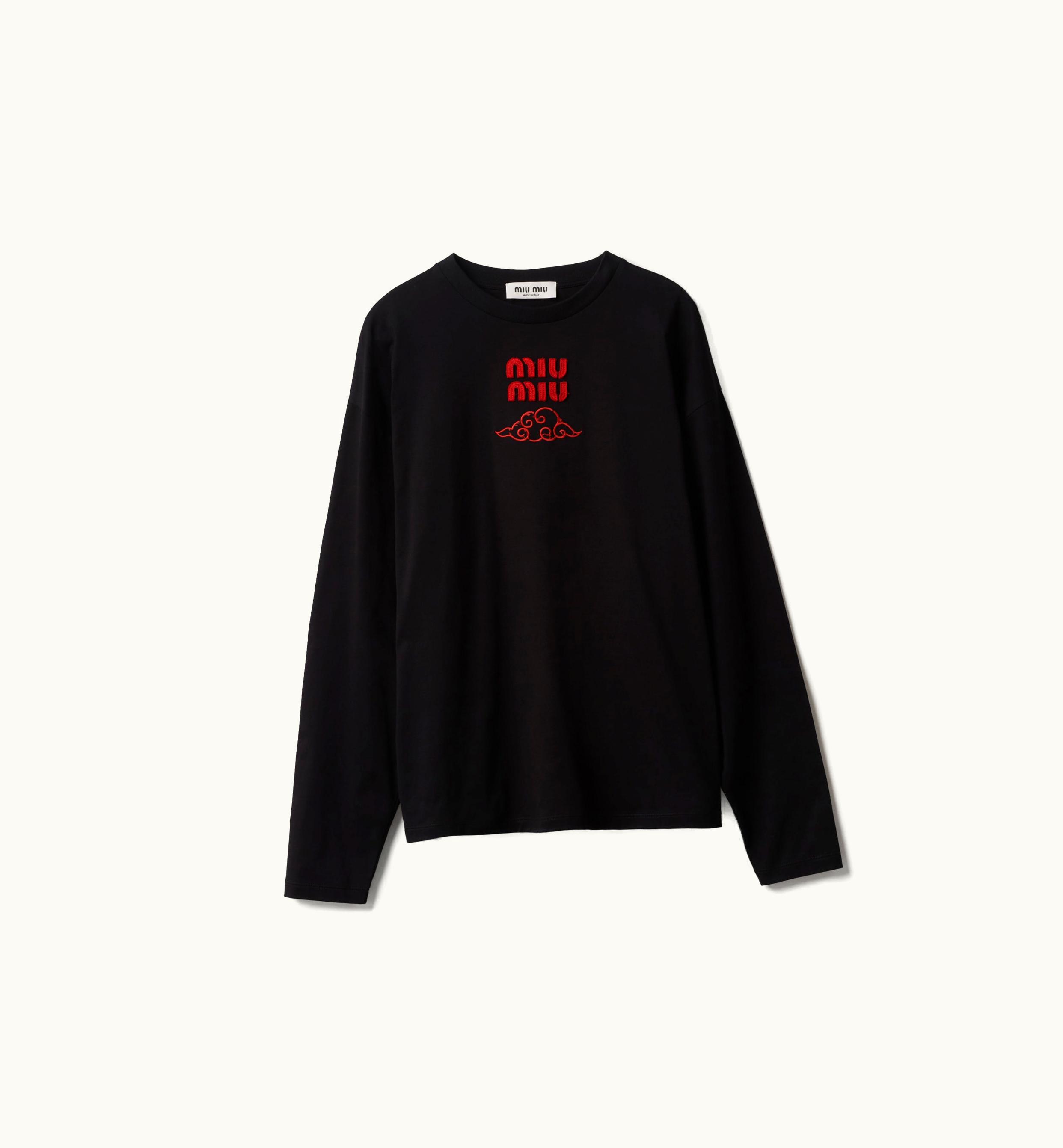 Miu Miu Miu Miu Cotton Jersey T-shirt Black