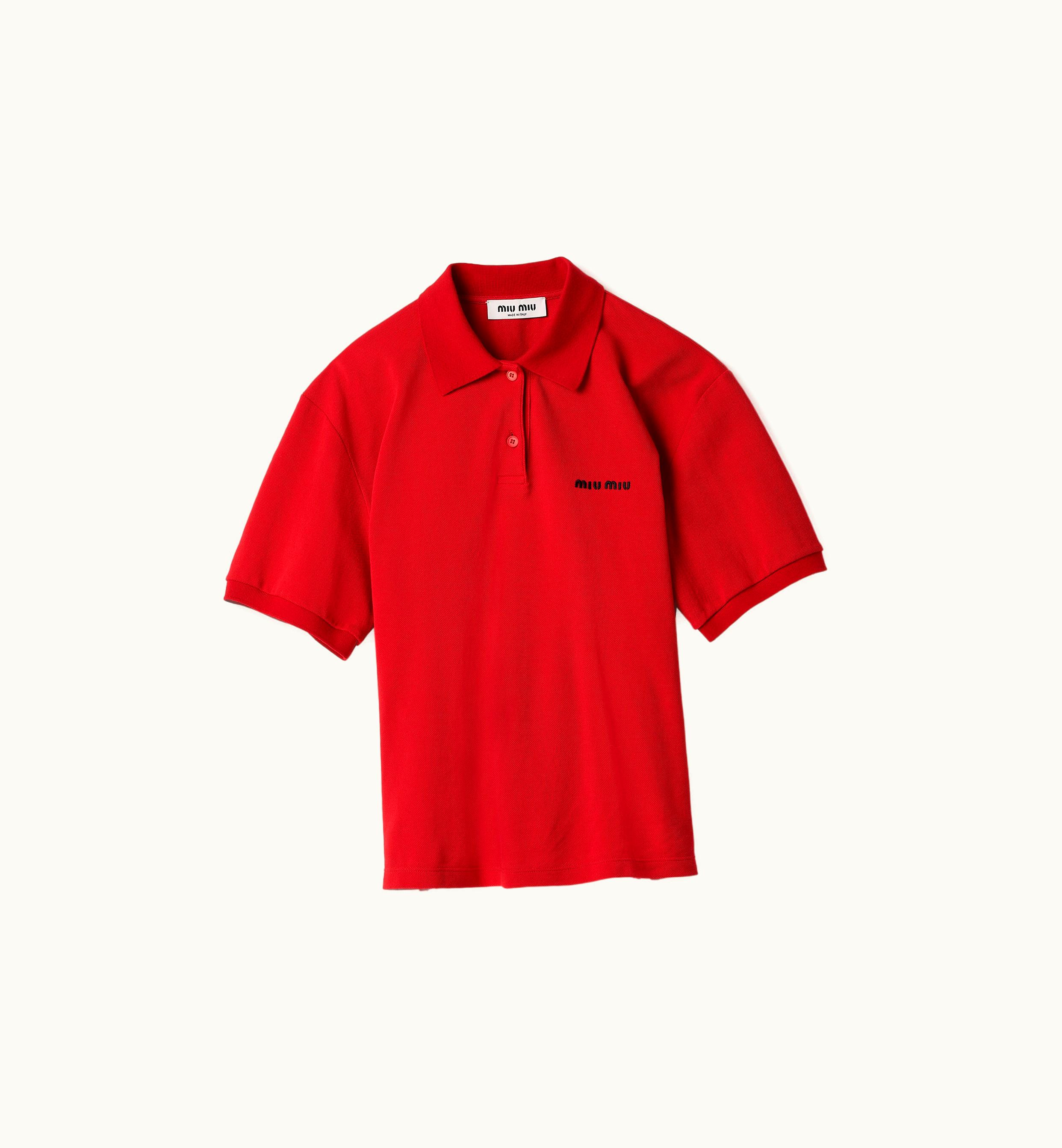 Miu Miu Miu Miu Cotton Piqué Polo Shirt Red