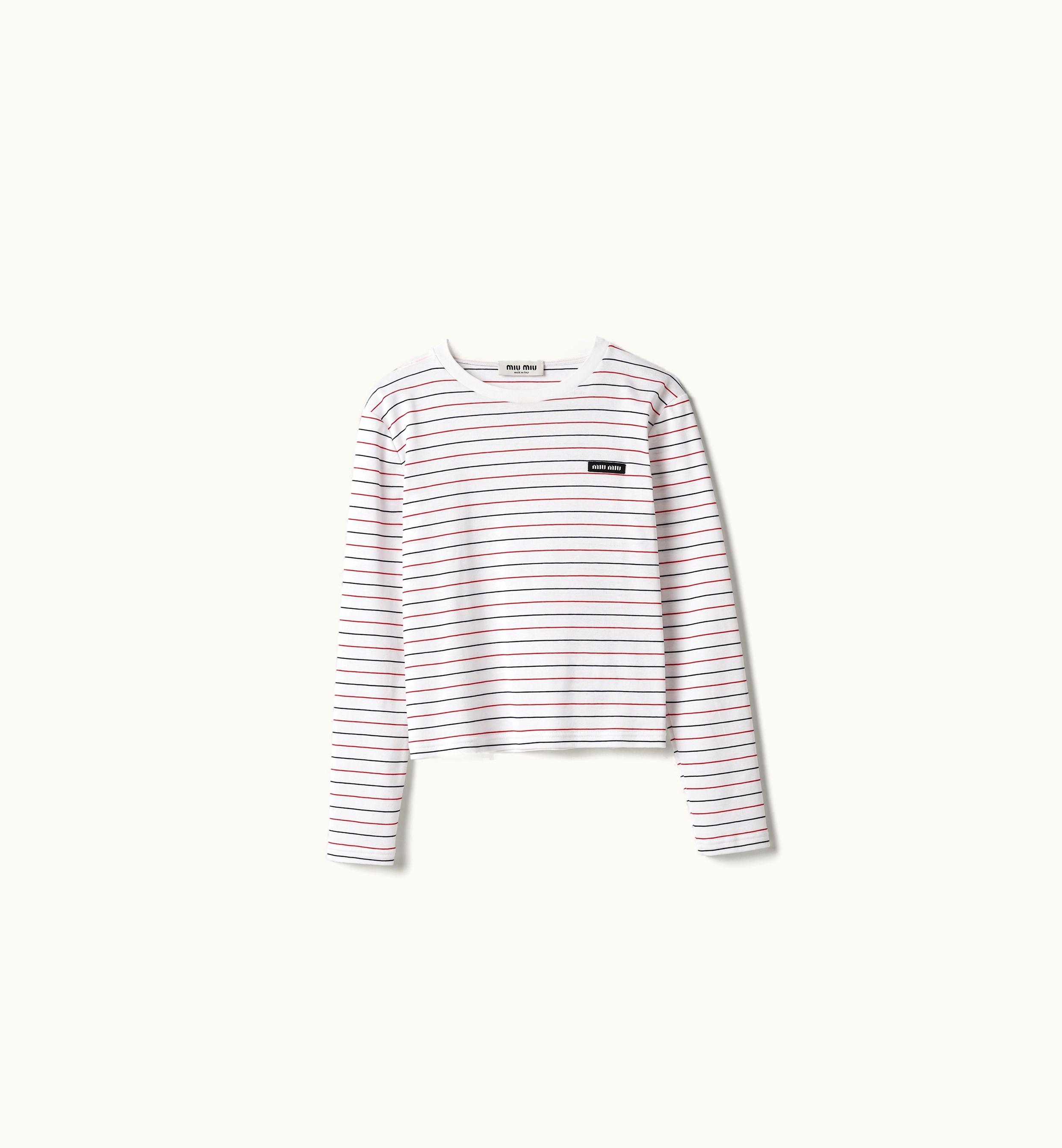 Miu Miu Miu Miu Long-sleeved Cotton Jersey T-shirt White