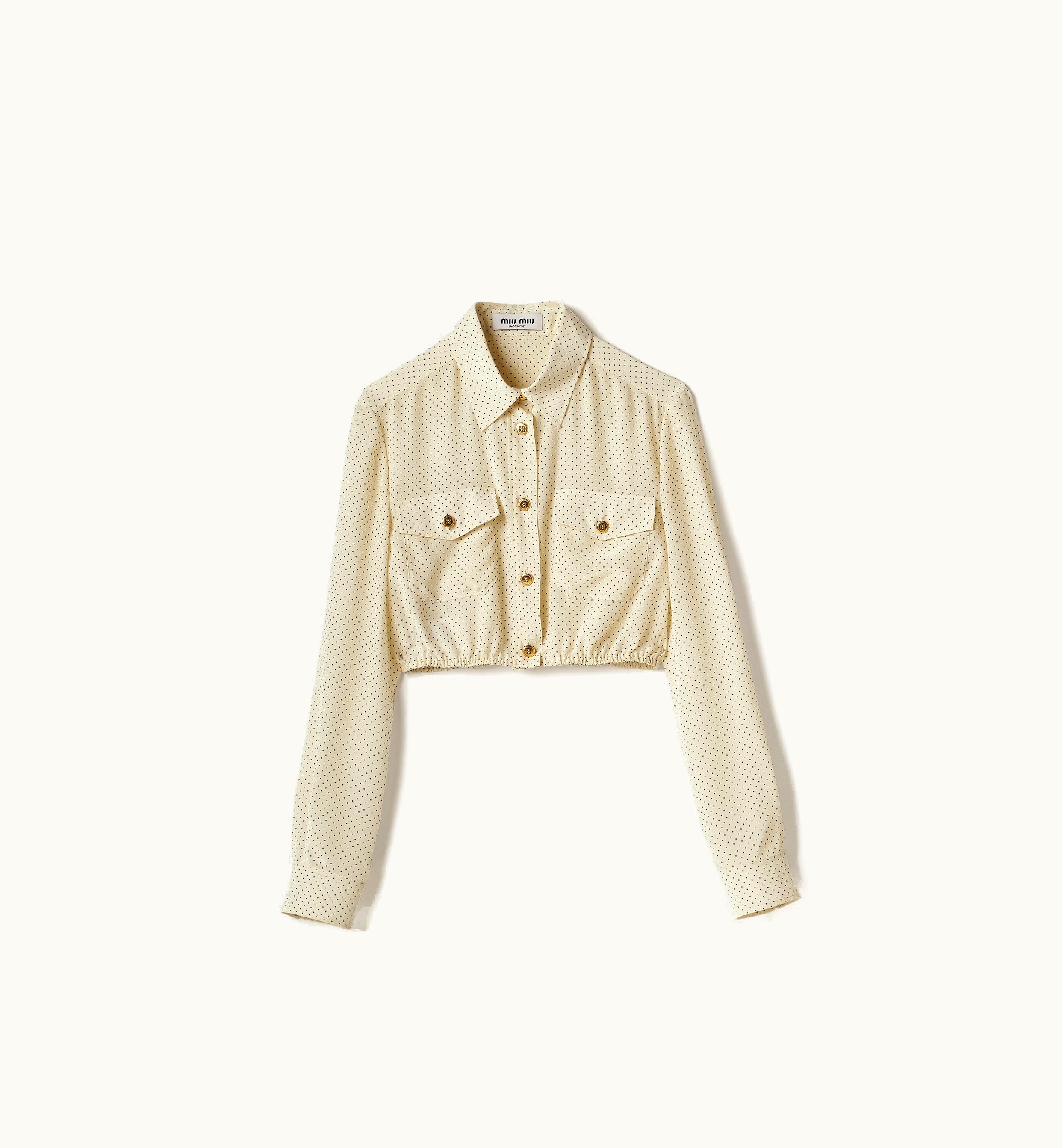 Miu Miu Miu Miu Polka-dot Crepe De Chine Shirt Ivory / Black