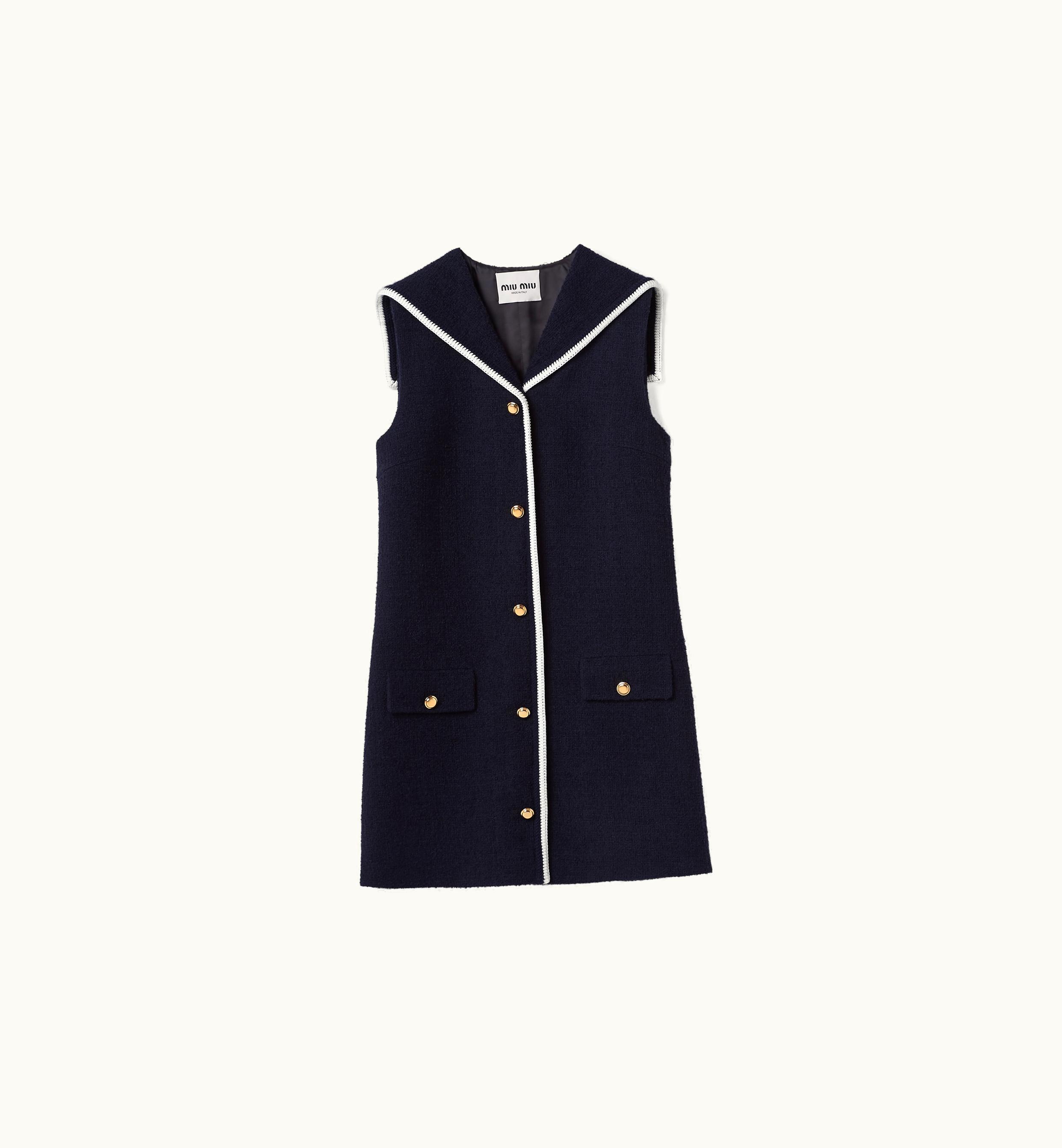 Miu Miu Miu Miu Sailor Collar Tweed Mini-Dress Navy